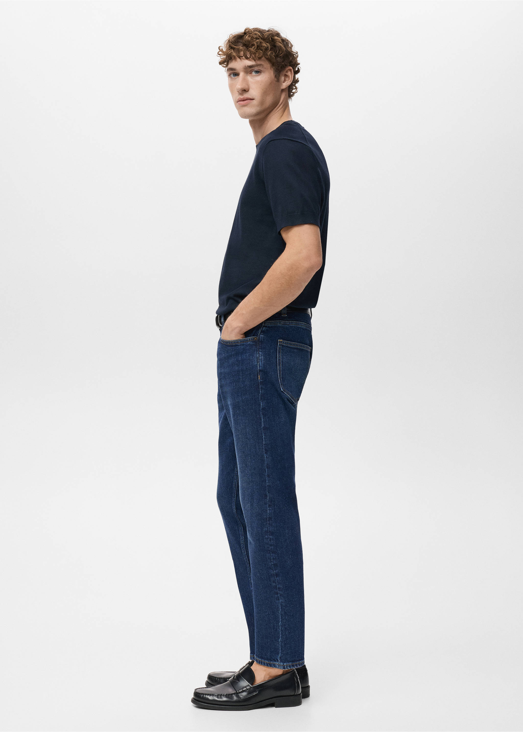 Ben cropped tapered-fit jeans - Details of the article 2, Dark Blue. Ref: 27061190-00.