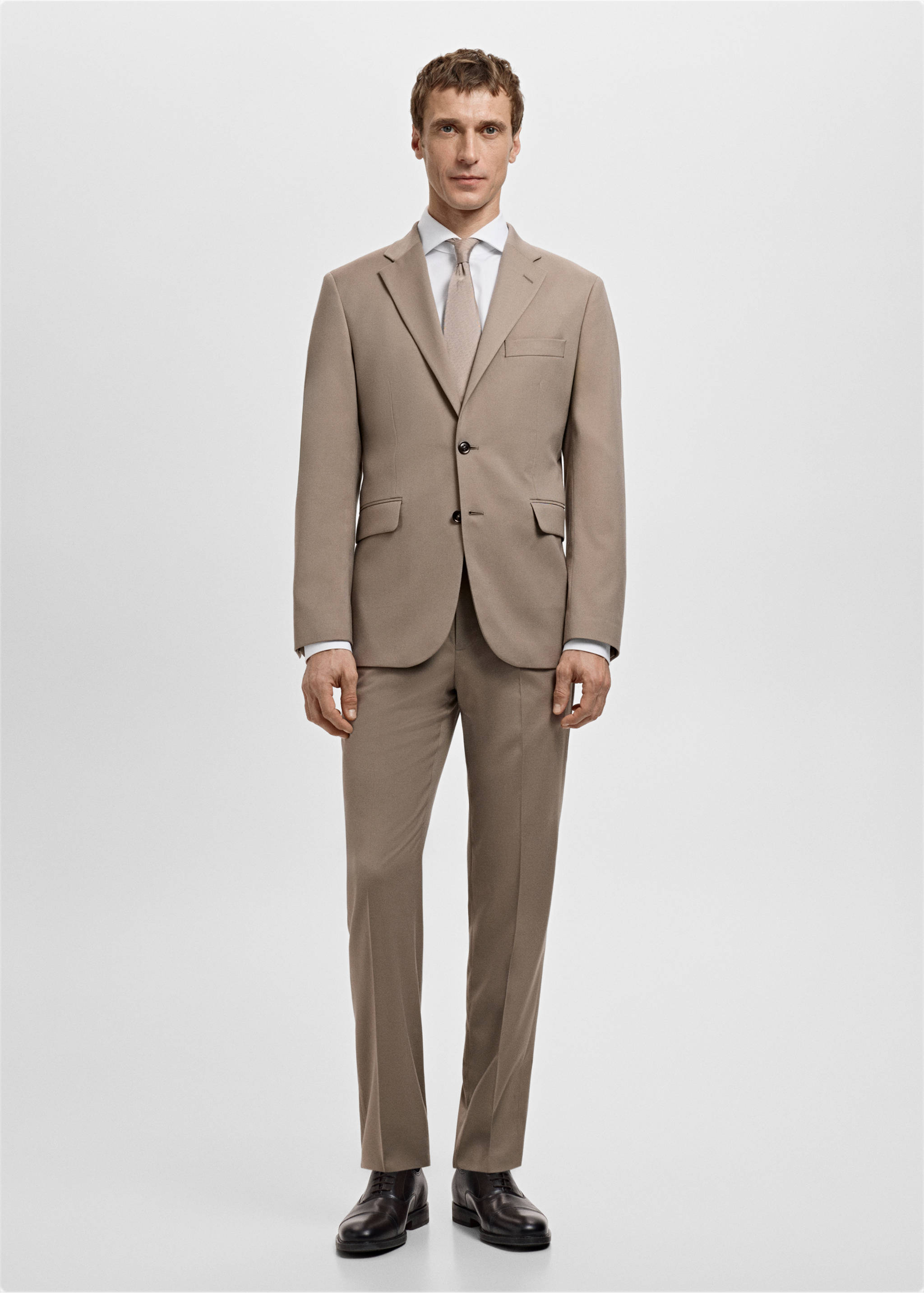 Camisa traje slim fit algodón popelín - Plano general, Blanco. Ref: 27061192-00.