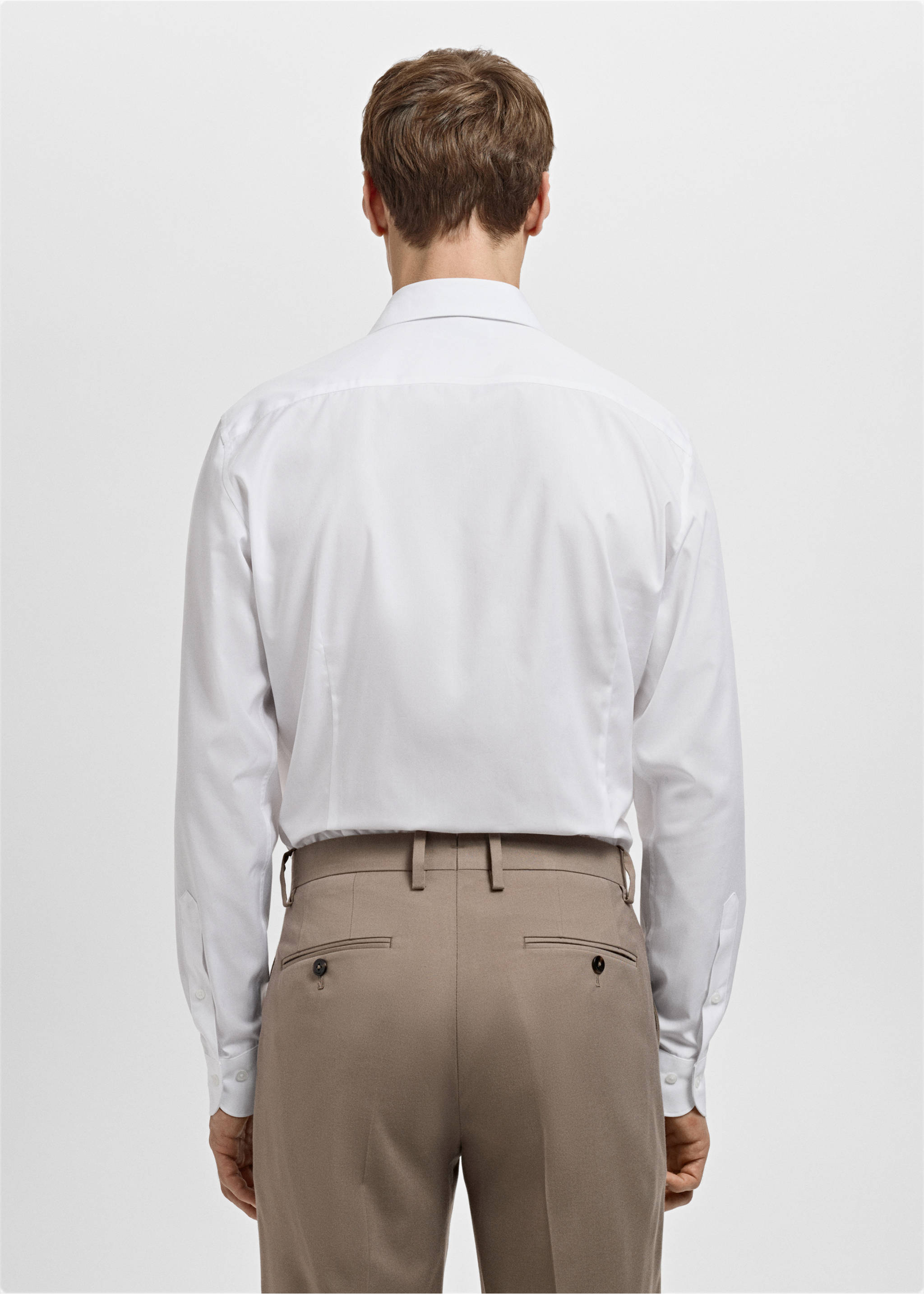 Camisa traje slim fit algodón popelín - Reverso del artículo, Blanco. Ref: 27061192-00.
