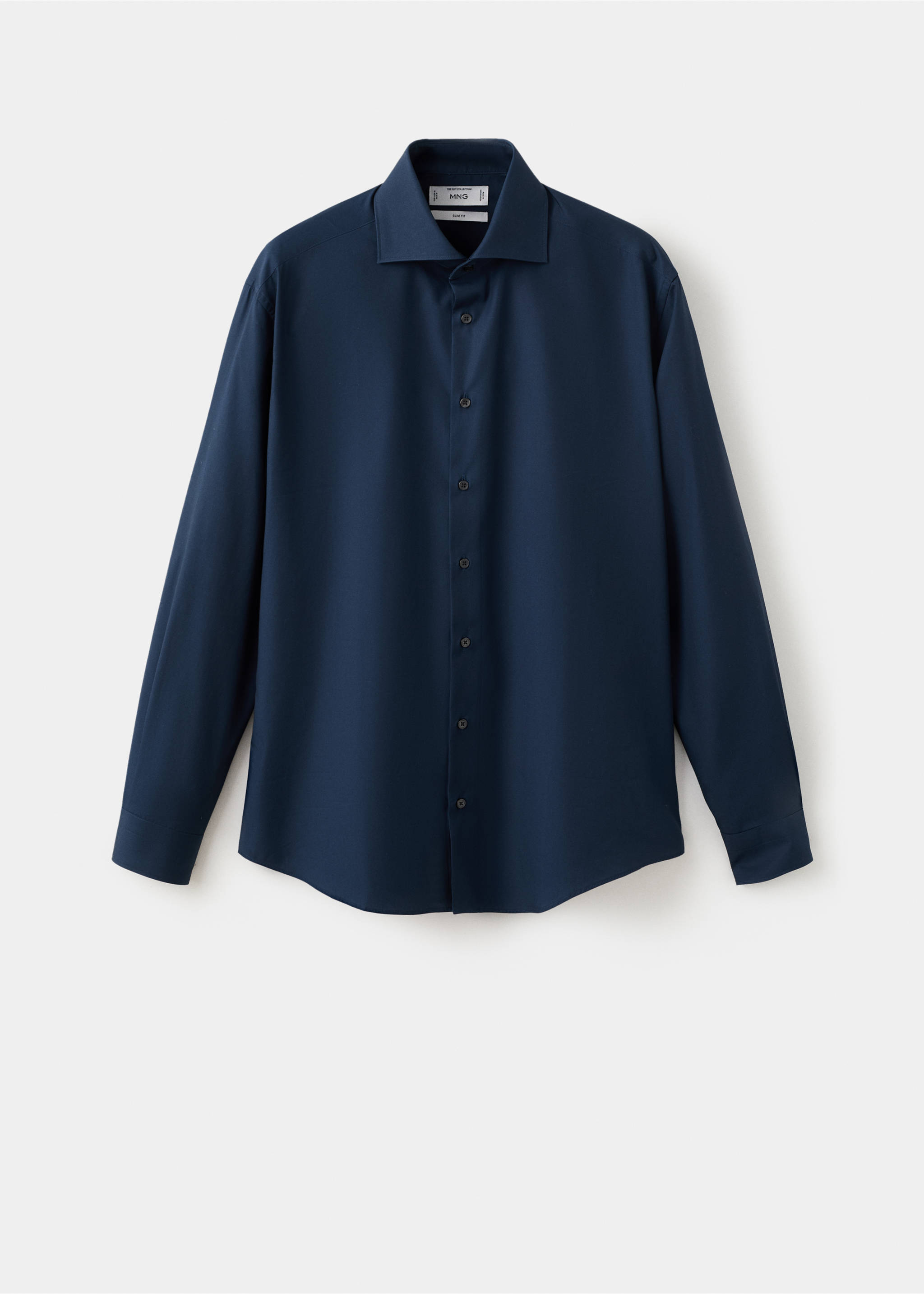 Костюмная рубашка slim fit поплин из хлопка - Изделие без модели, Темно-синий. Ref: 27061192-00.