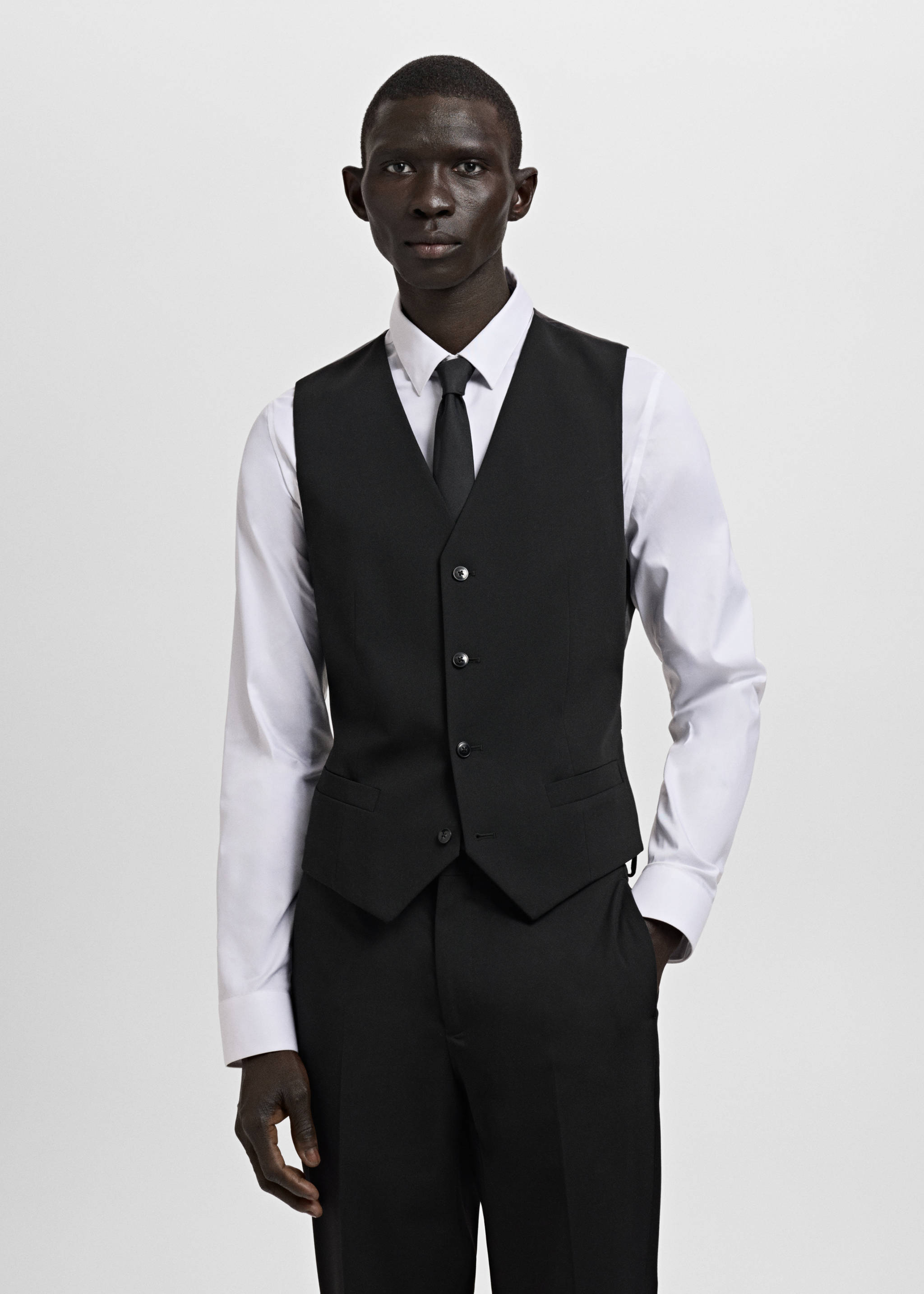 Super slim-fit stretch-fabric suit waistcoat - Medium plane