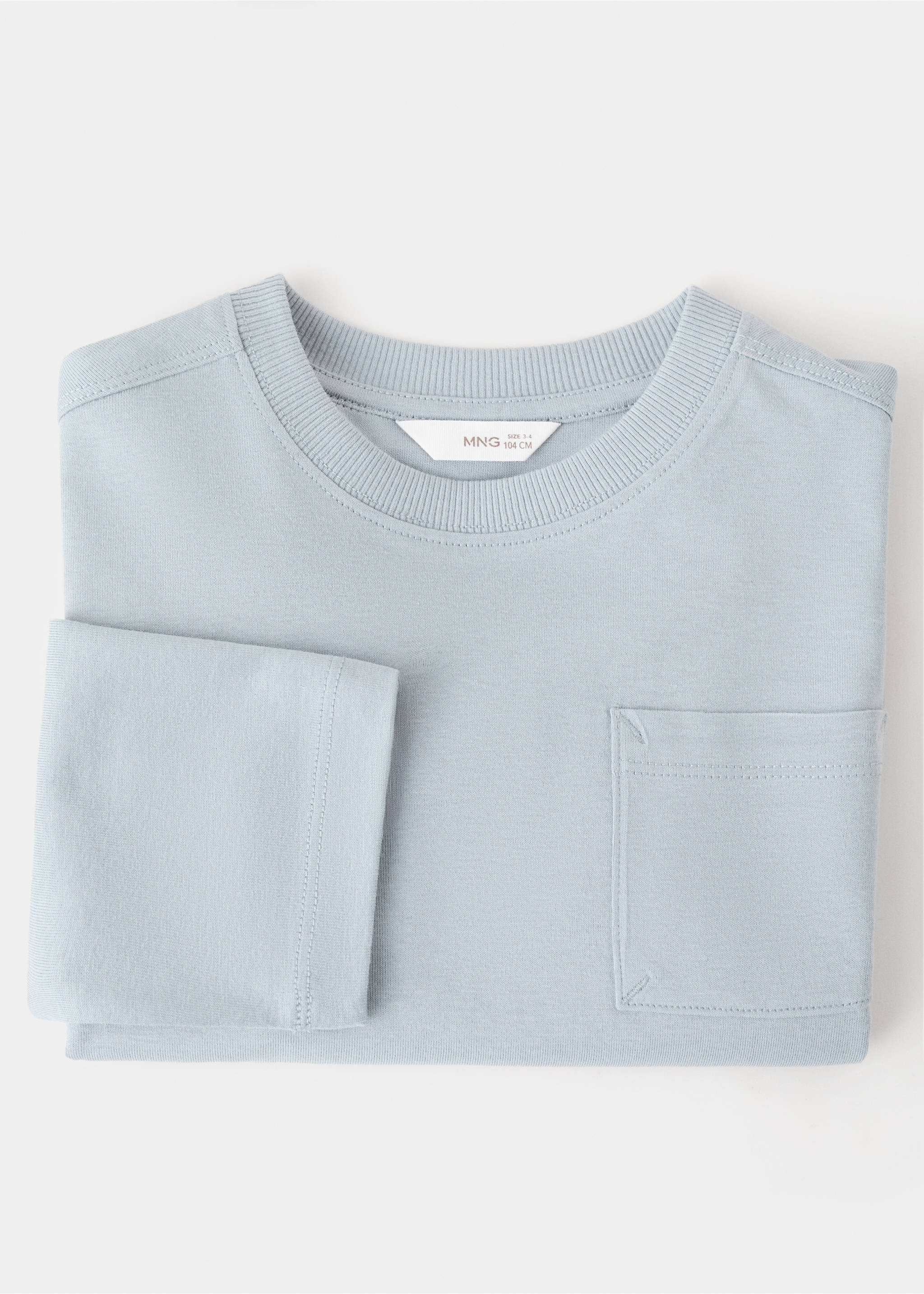 Pocket cotton T-shirt - Details of the article 0, Sky Blue. Ref: 27061196-00.