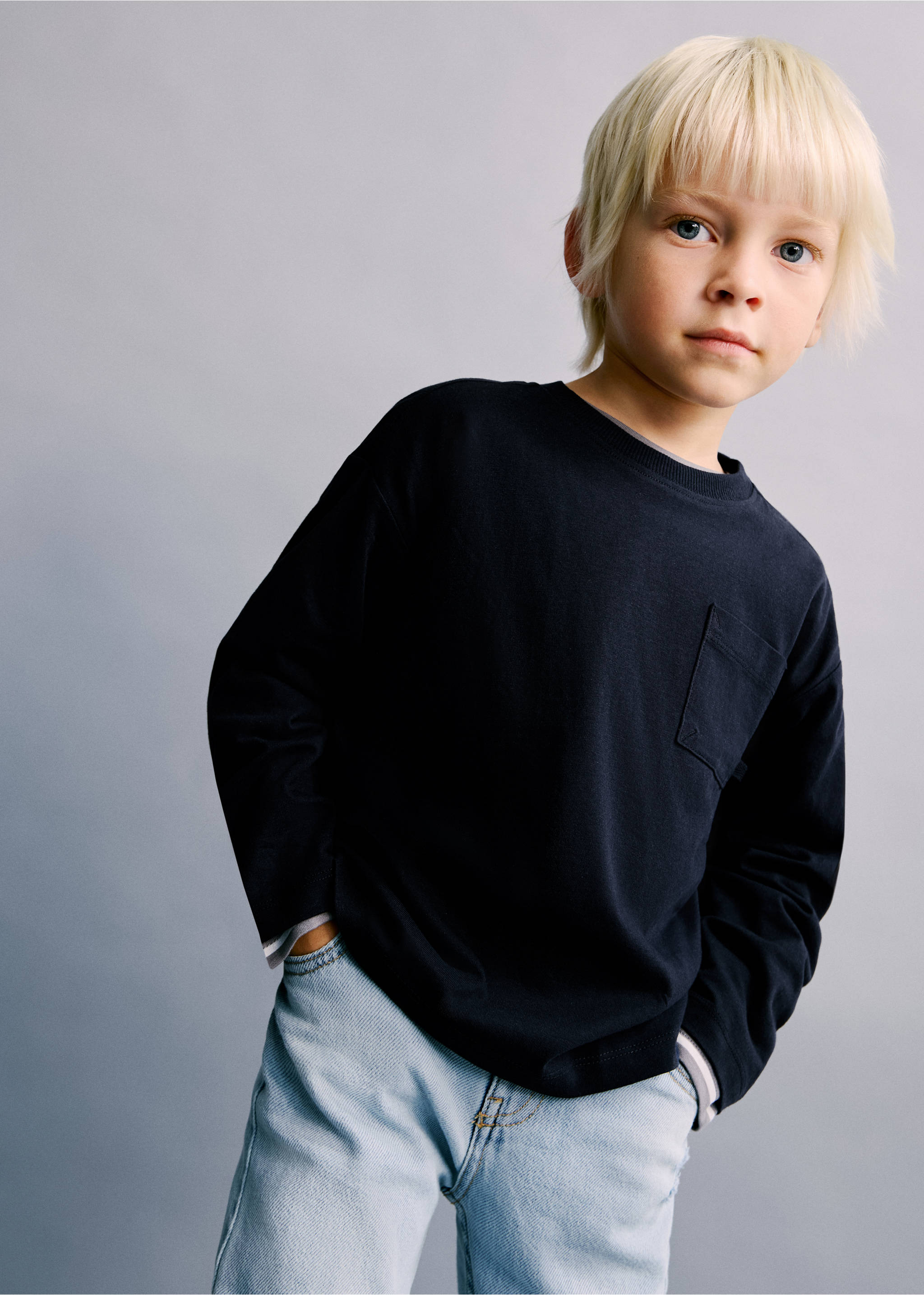 Pocket cotton T-shirt - Medium plane, Navy. Ref: 27061196-00.