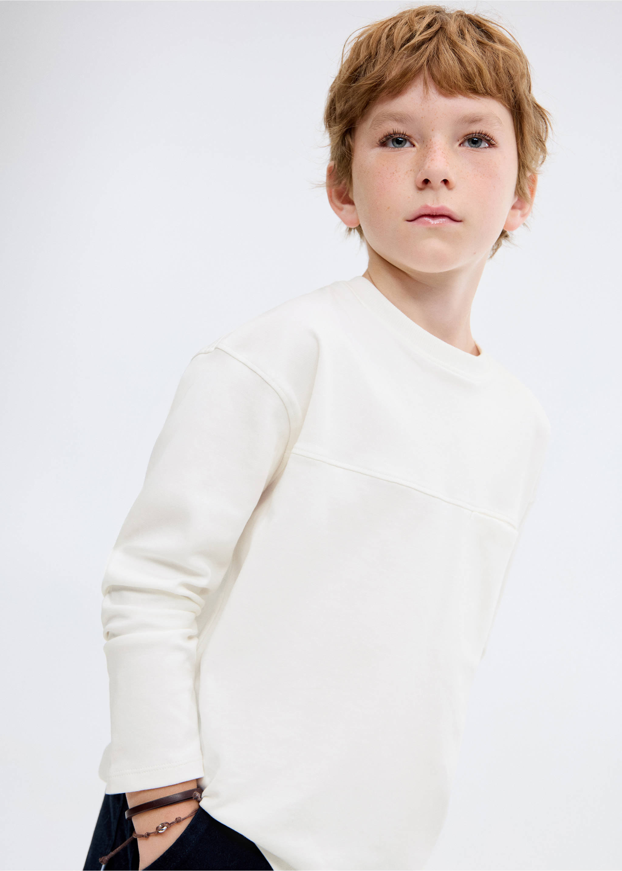 T-shirt with pocket and seam detail - General plane, Off White. Ref: 27061197-00.