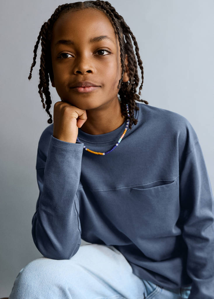 T-shirt with pocket and seam detail — Night Blue