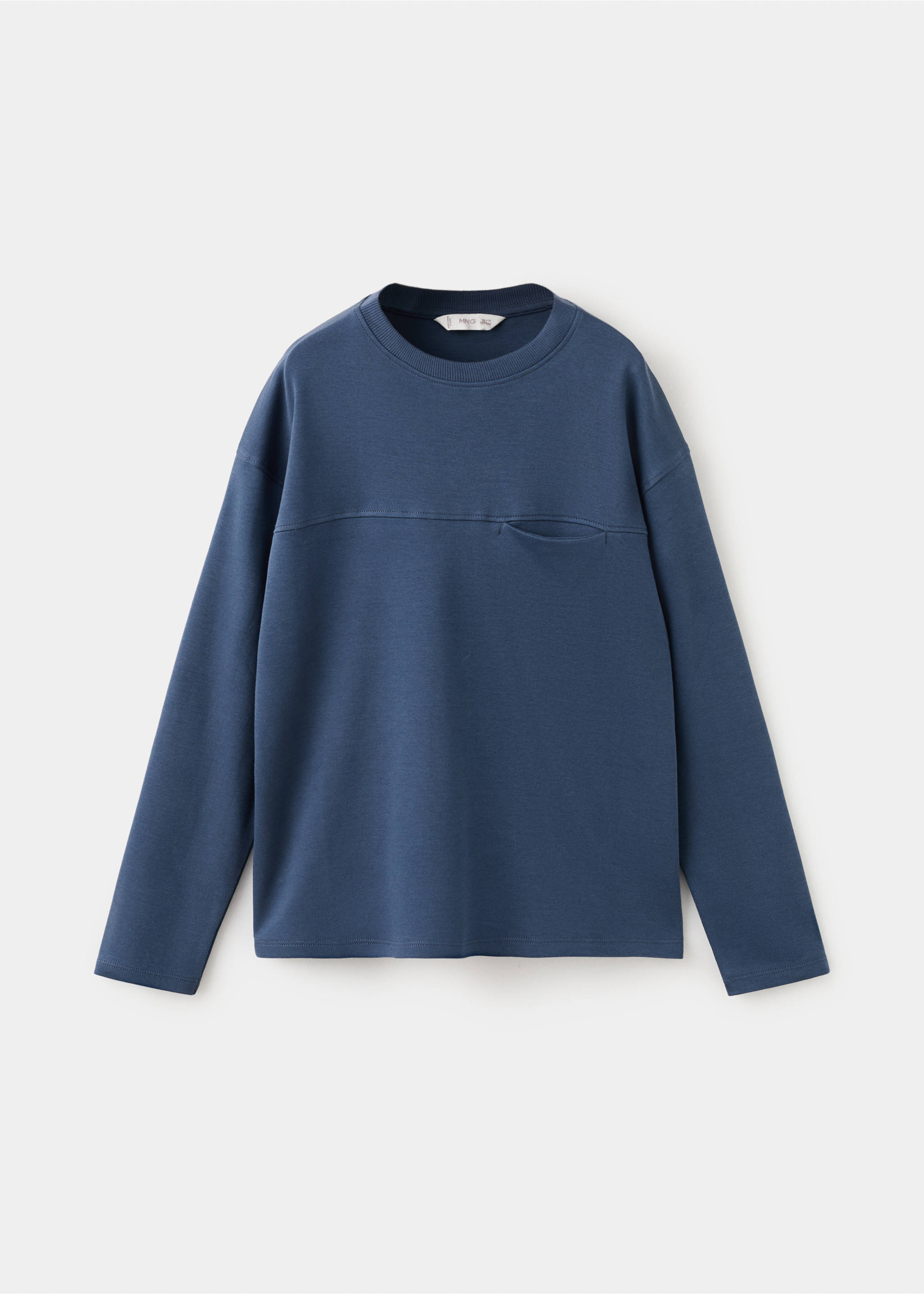 T-shirt with pocket and seam detail - Article without model, Night Blue. Ref: 27061197-00.