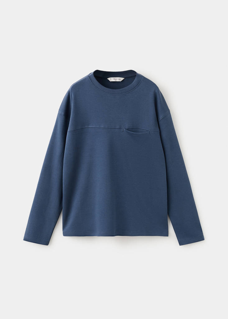 T-shirt with pocket and seam detail — Night Blue