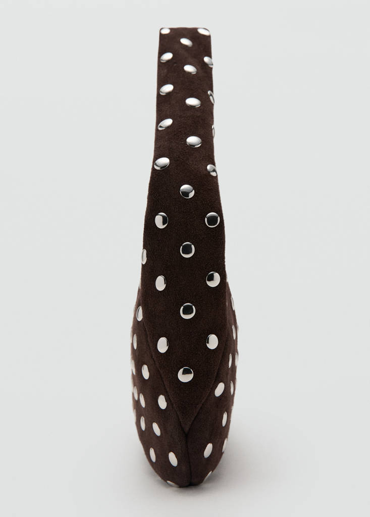 Suede studded shoulder bag — Chocolate
