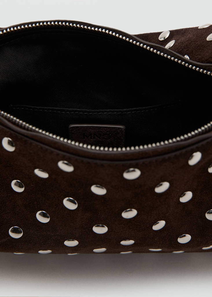 Suede studded shoulder bag — Chocolate