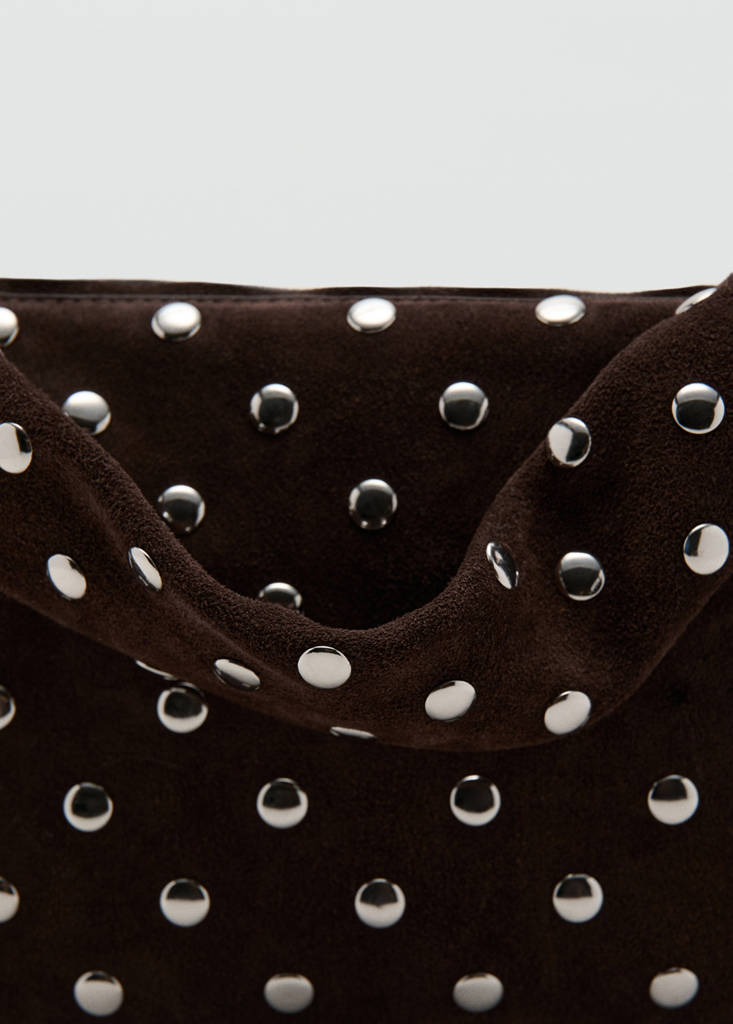 Suede studded shoulder bag — Chocolate
