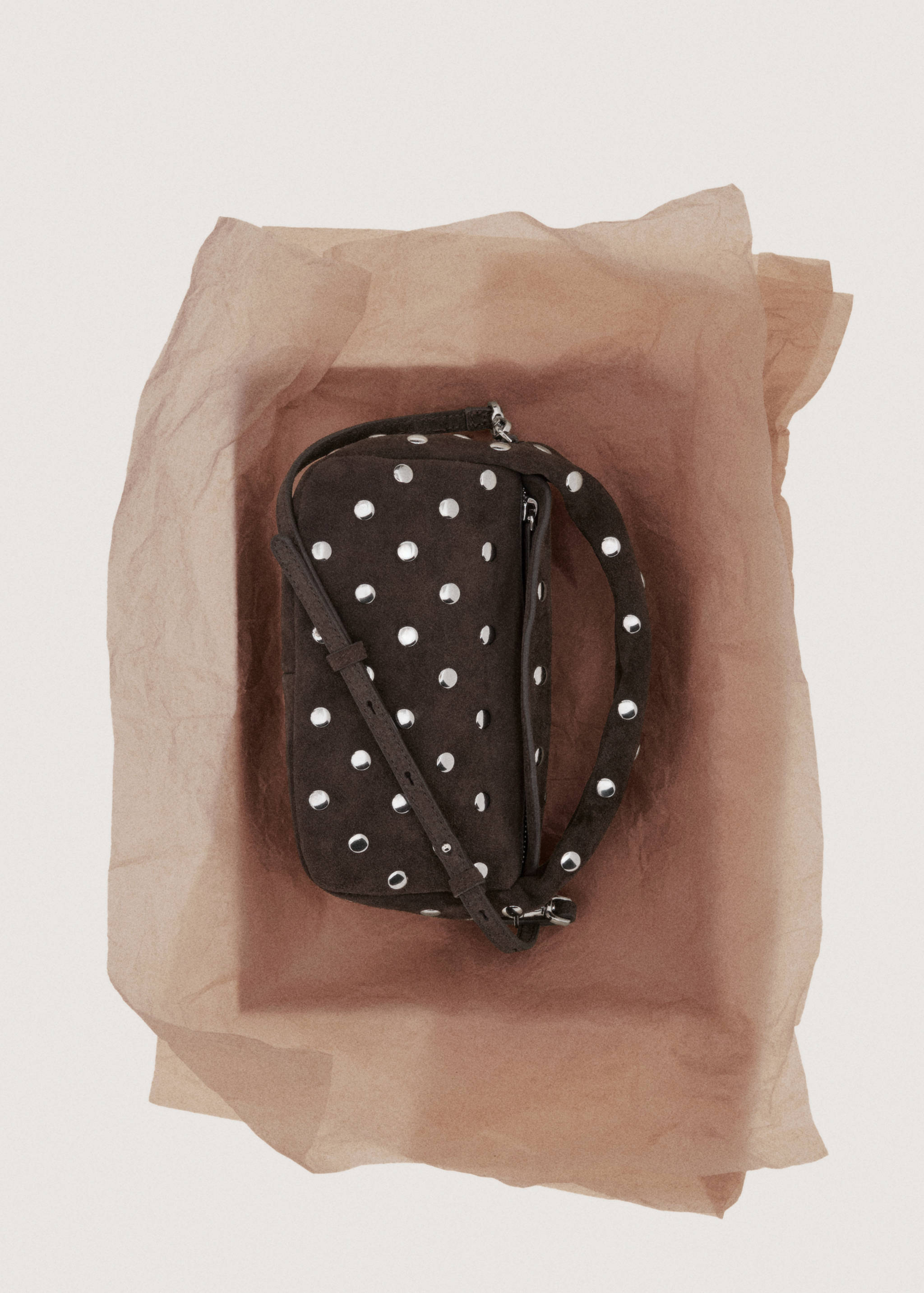 Suede leather studded handbag - Details of the article 7