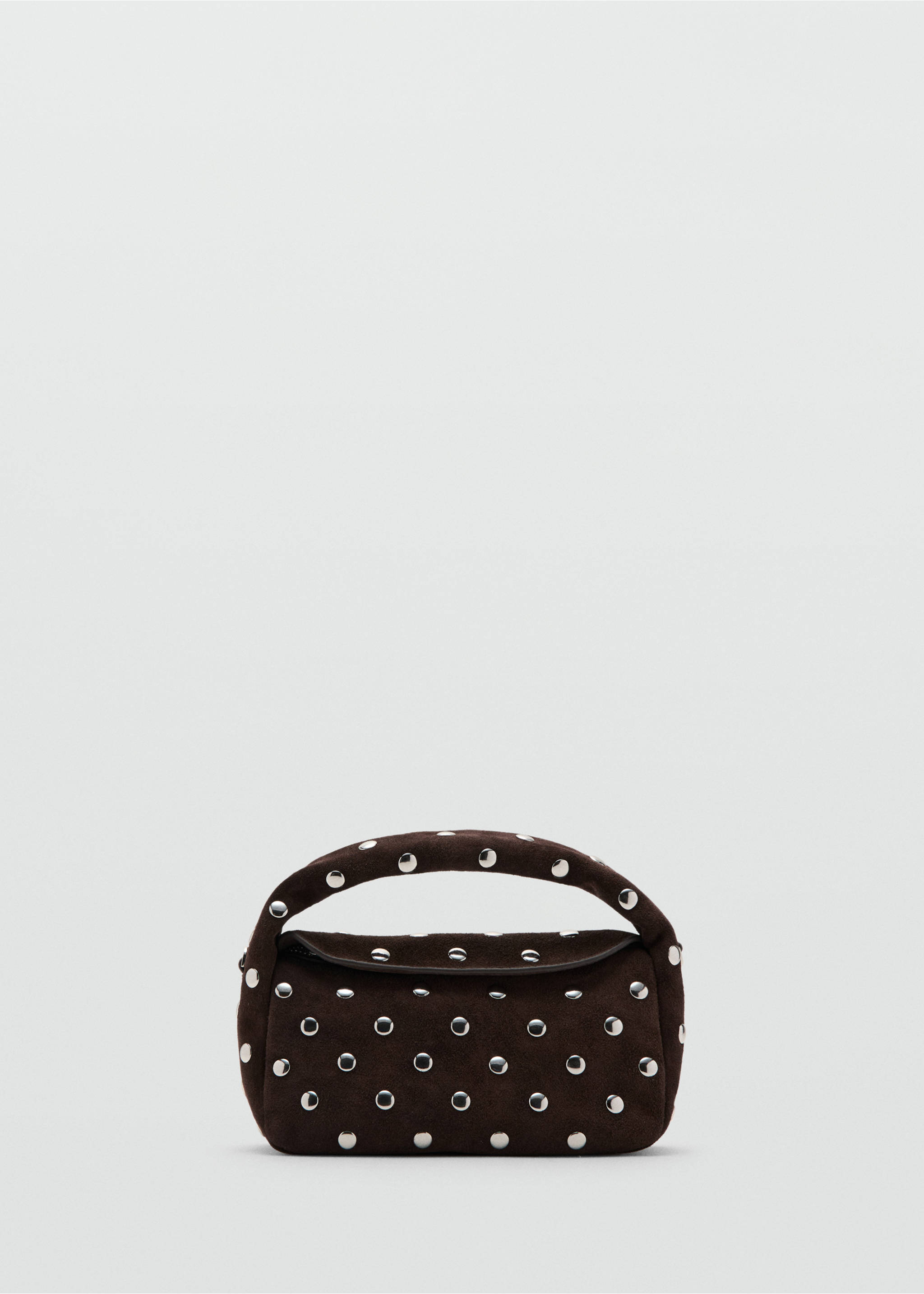 Suede leather studded handbag - Article without model, Chocolate. Ref: 27061202-00.