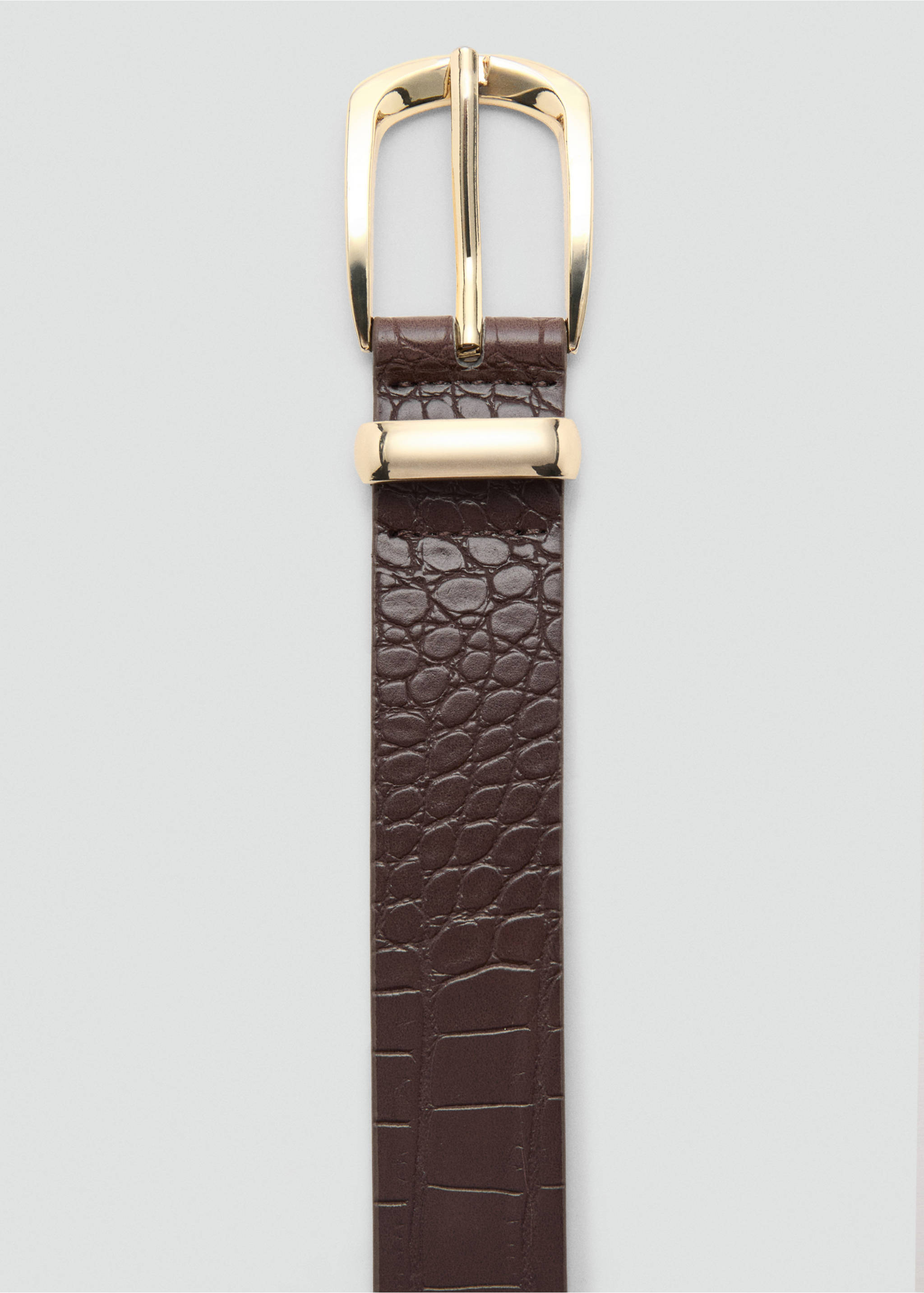 Croco faux-leather belt - Medium plane, Brown. Ref: 27061203-00.