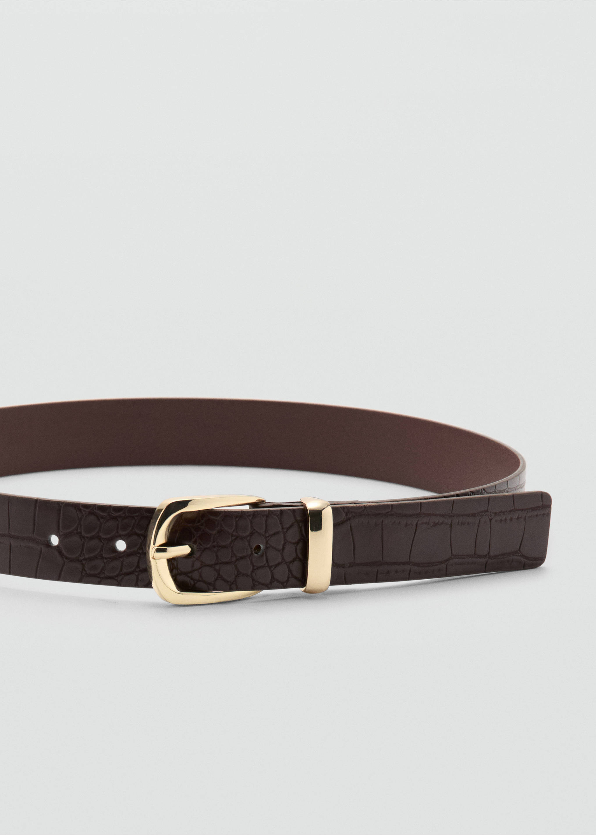 Croco faux-leather belt - Details of the article 1, Brown. Ref: 27061203-00.
