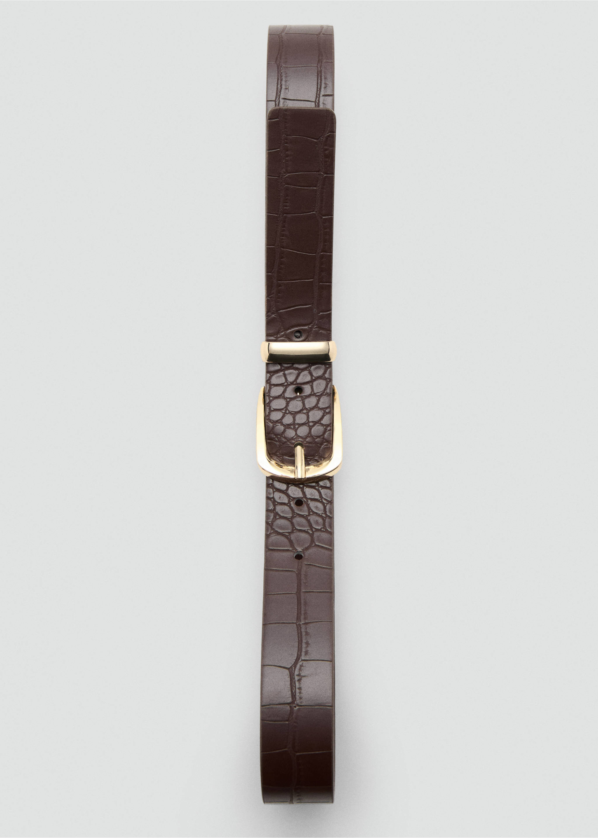 Croco faux-leather belt - Details of the article 2, Brown. Ref: 27061203-00.
