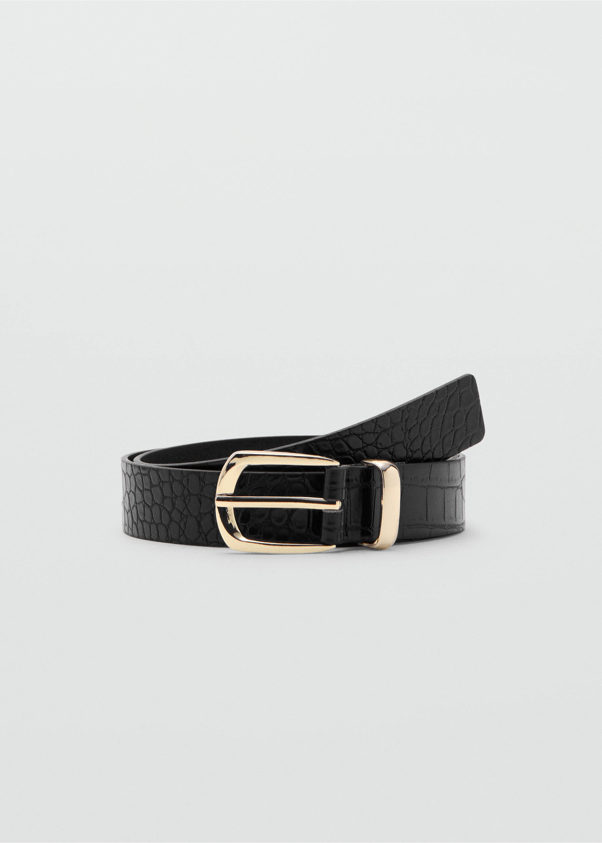 Croco faux-leather belt - Article without model, Black. Ref: 27061203-00.