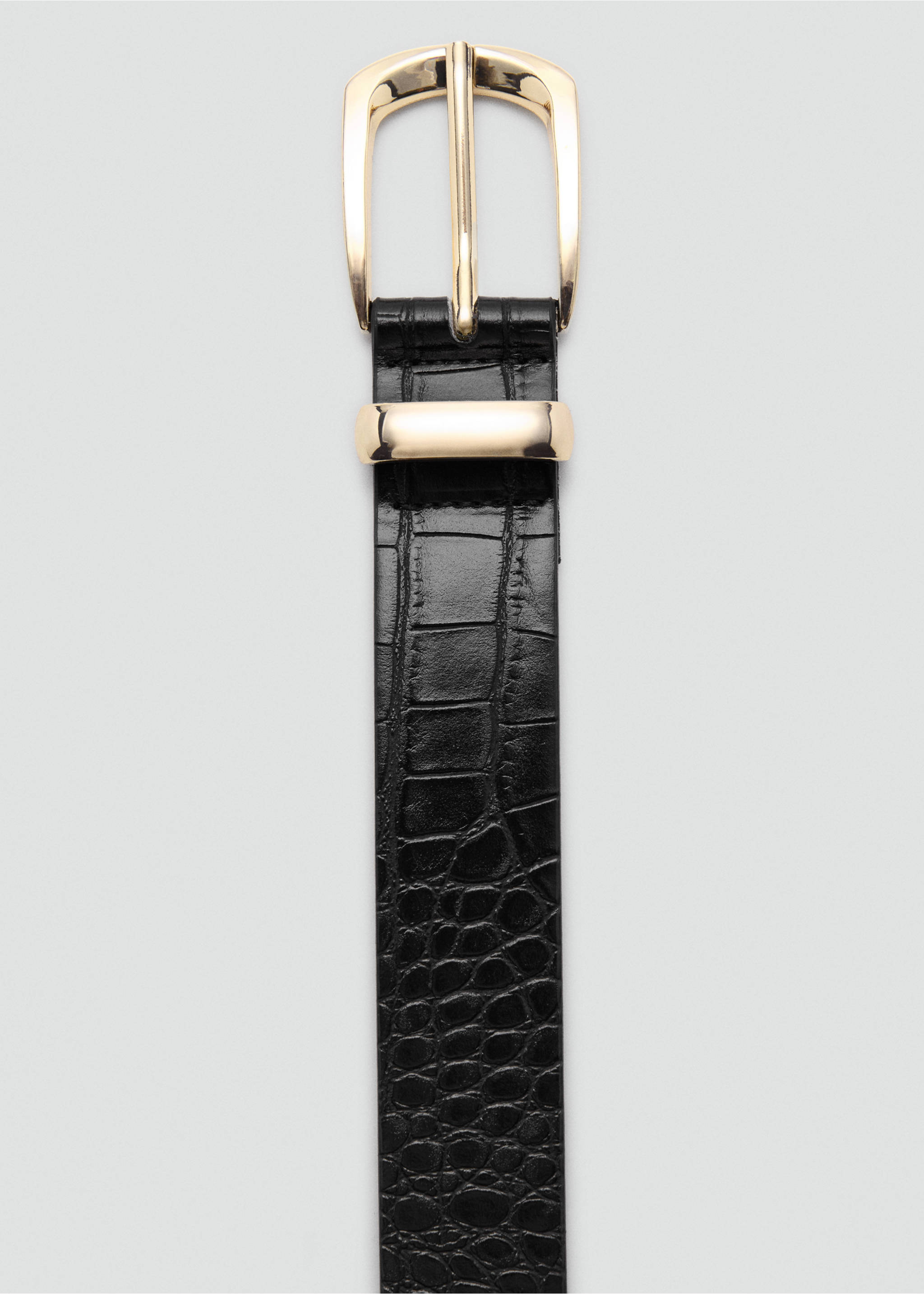 Croco faux-leather belt - Medium plane, Black. Ref: 27061203-00.