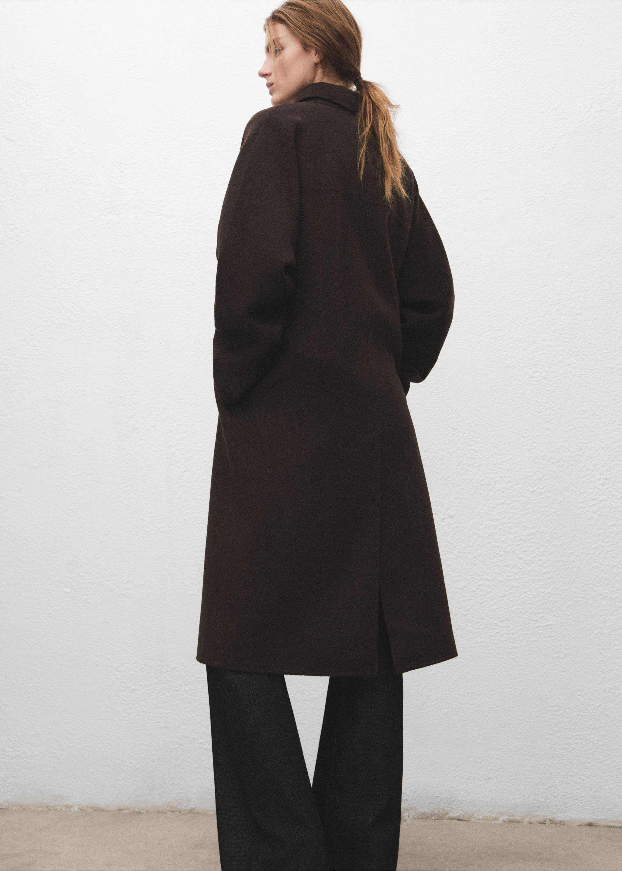 Manteau laine fait main oversize - Verso de l’article, Chocolat. Ref: 27061209-00.