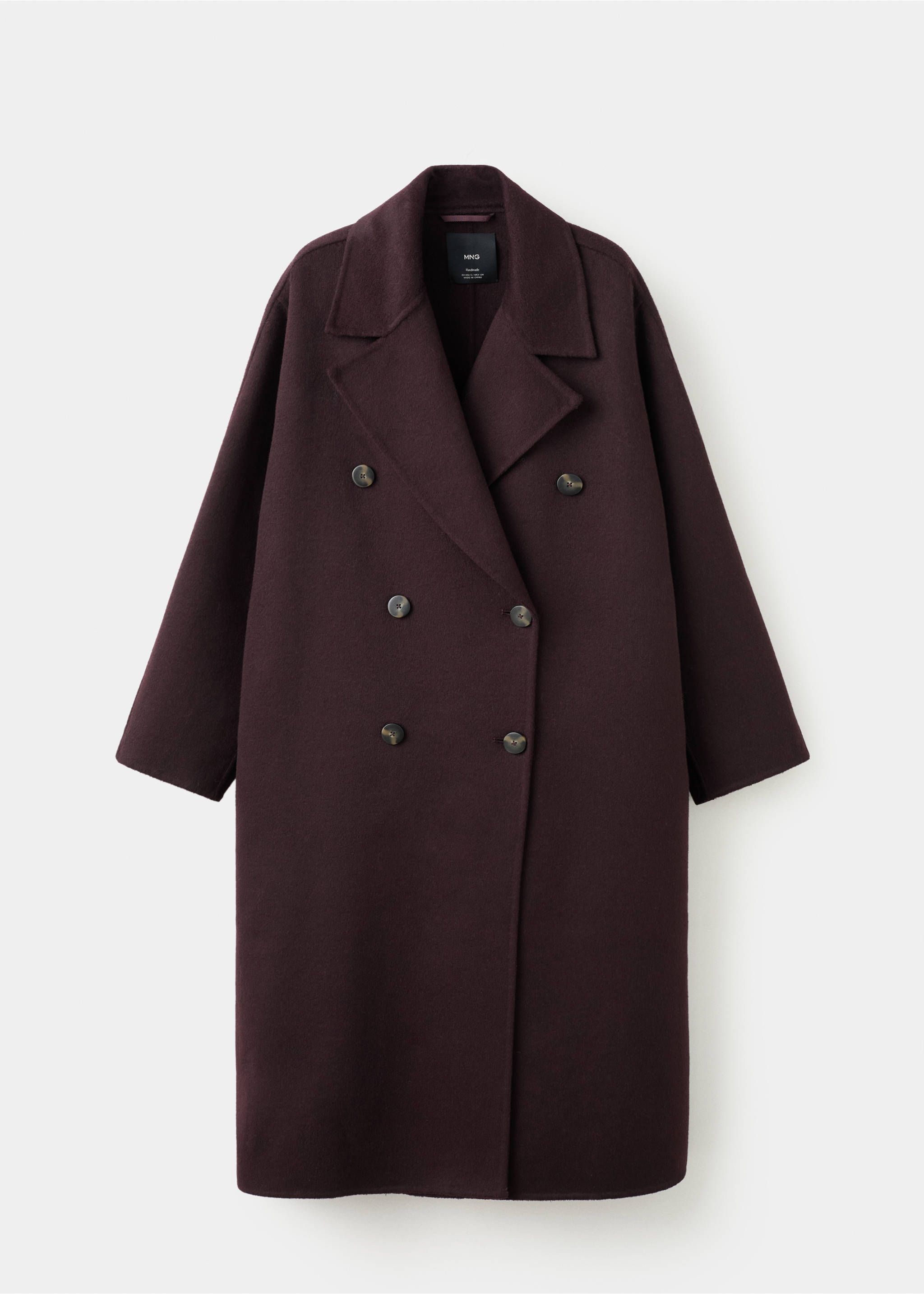 Handmade oversized wool coat - Article without model, Wine. Ref: 27061210-00.