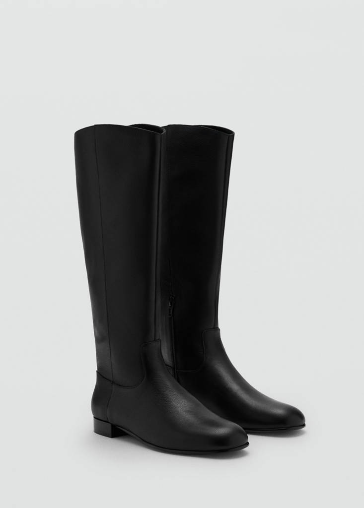 Zipper leather boots — Black