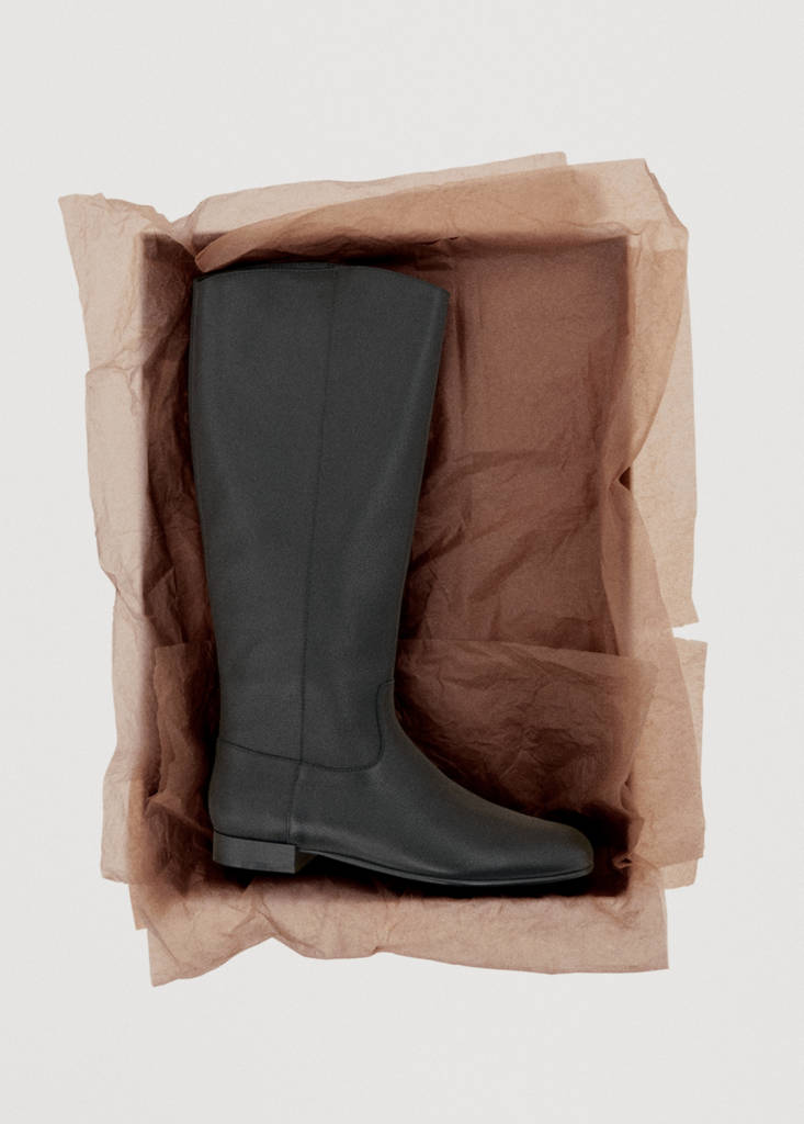 Zipper leather boots — Black