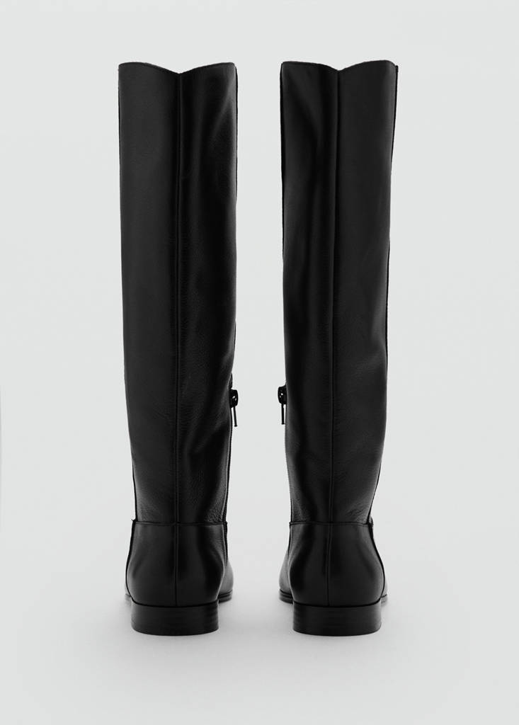 Zipper leather boots — Black