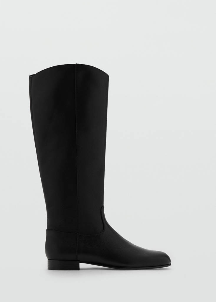 Zipper leather boots — Black