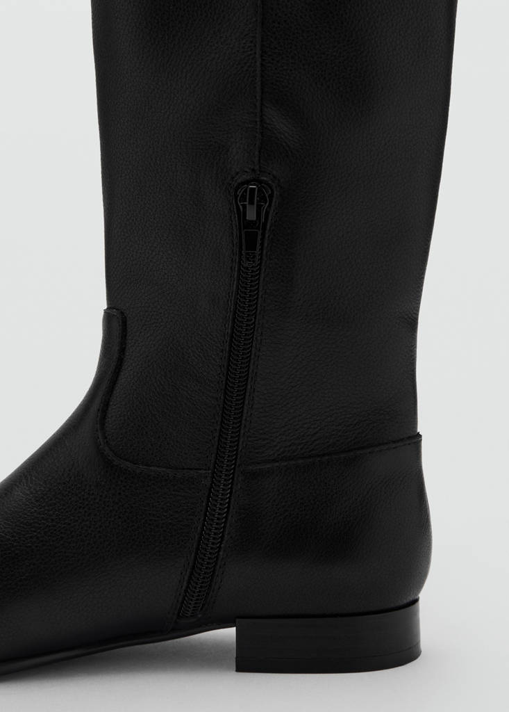 Zipper leather boots — Black