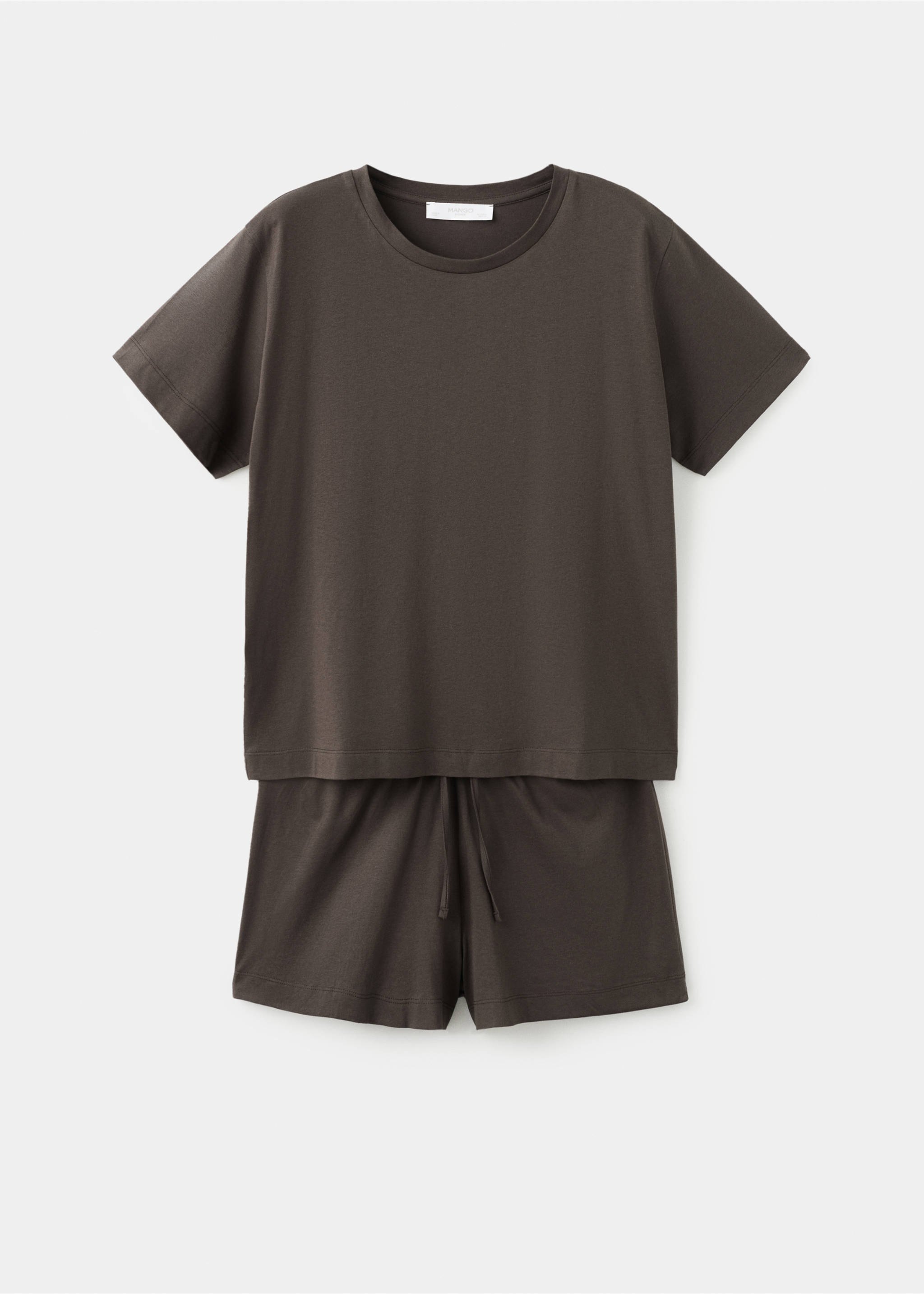 Cotton two-piece short-sleeved pyjamas - Article without model, Chocolate. Ref: 27061216-00.