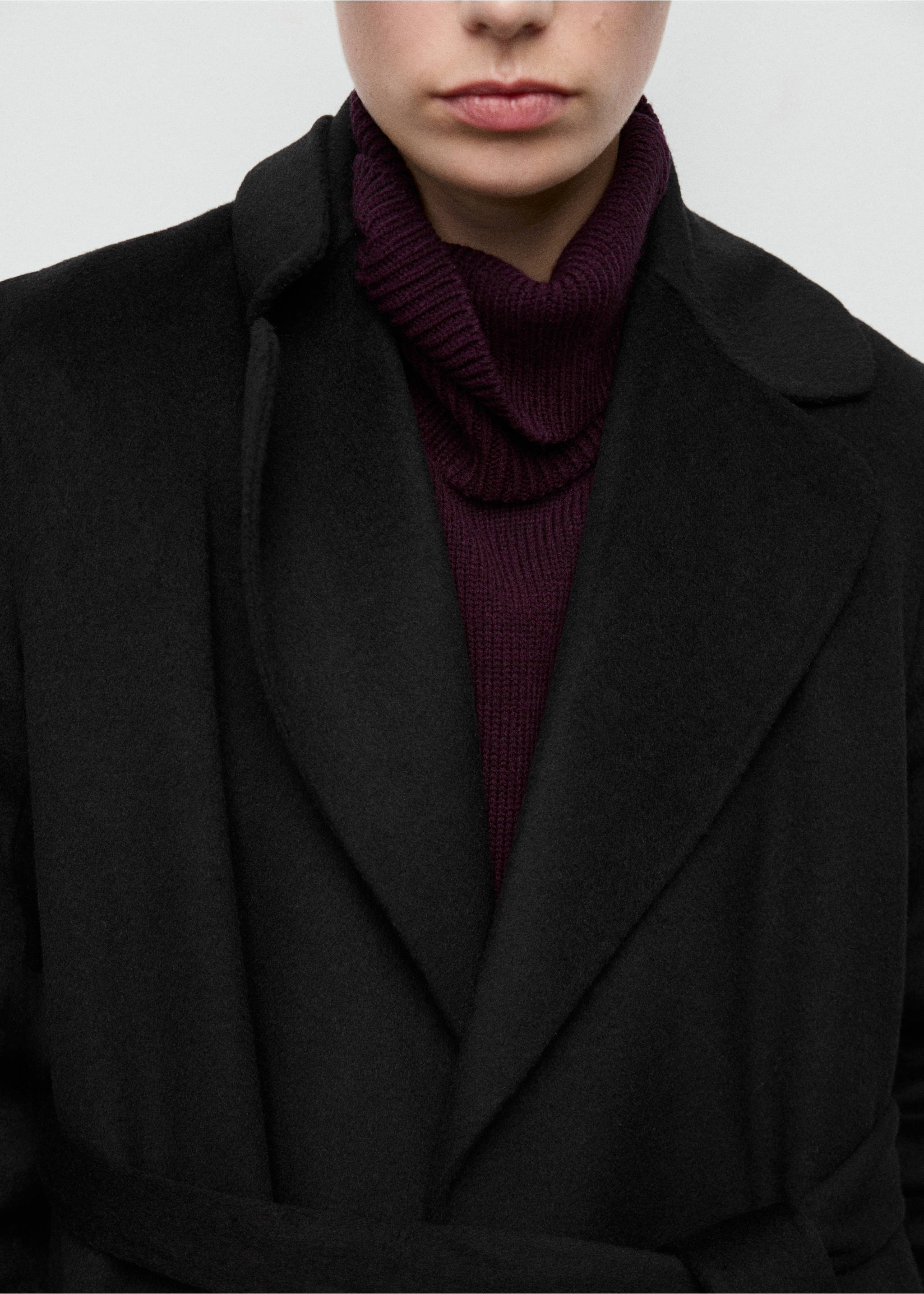 Abrigo lana handmade cinturón - Detalle del artículo 1, Negro. Ref: 27061217-00.