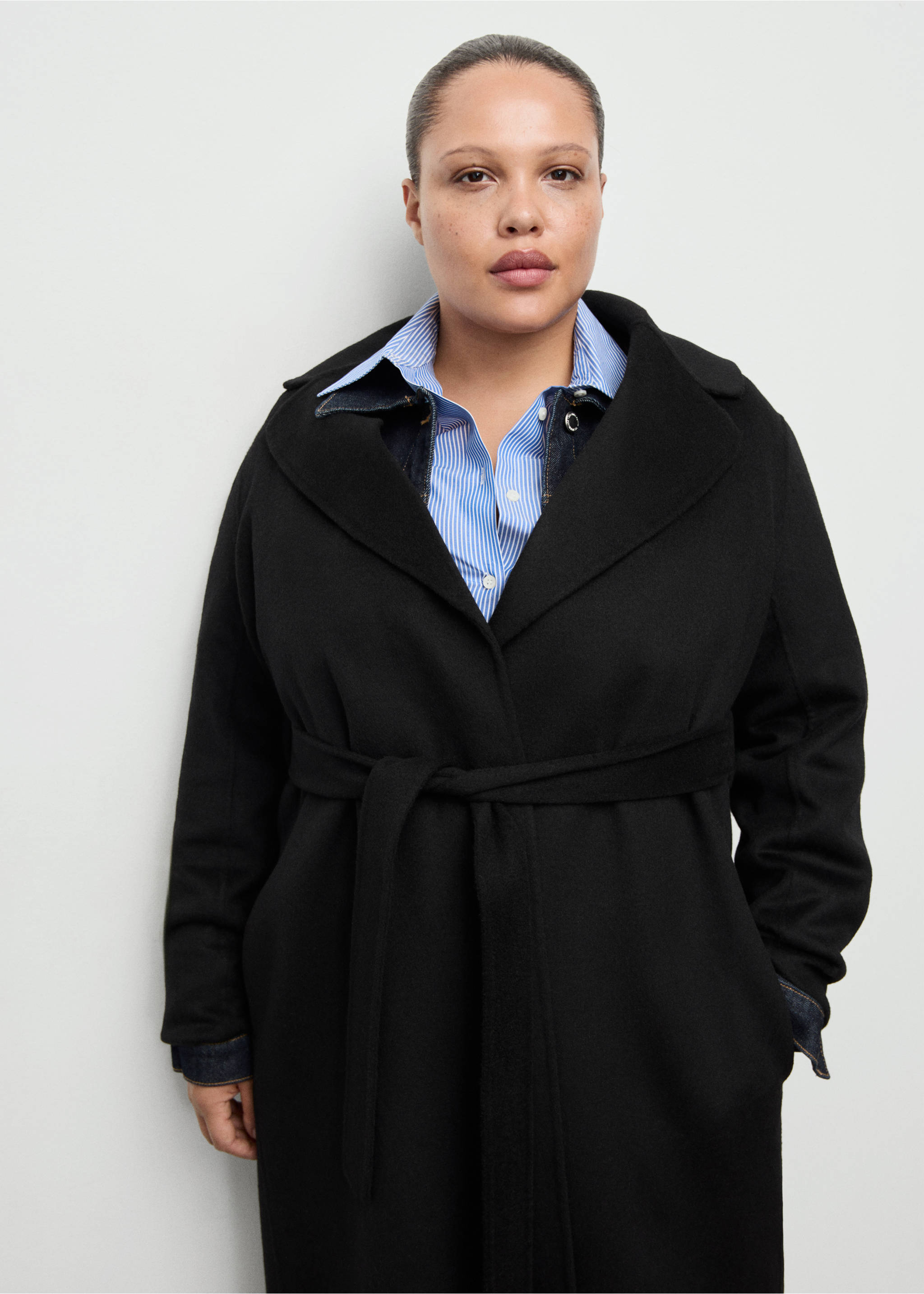 Abrigo lana handmade cinturón - Detalle del artículo 5, Negro. Ref: 27061217-00.