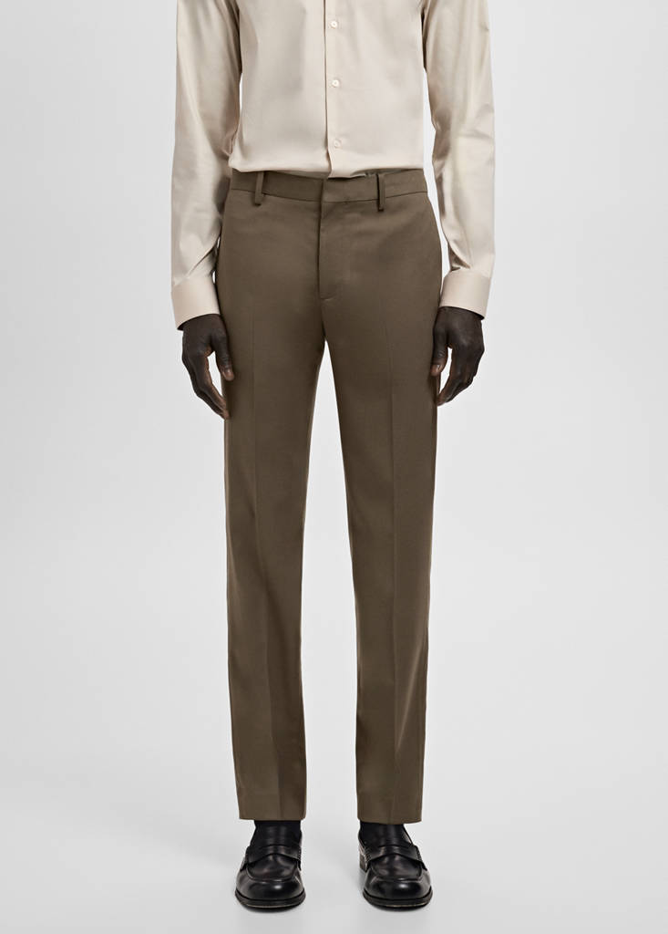 Stretch fabric super slim-fit suit trousers — Brown