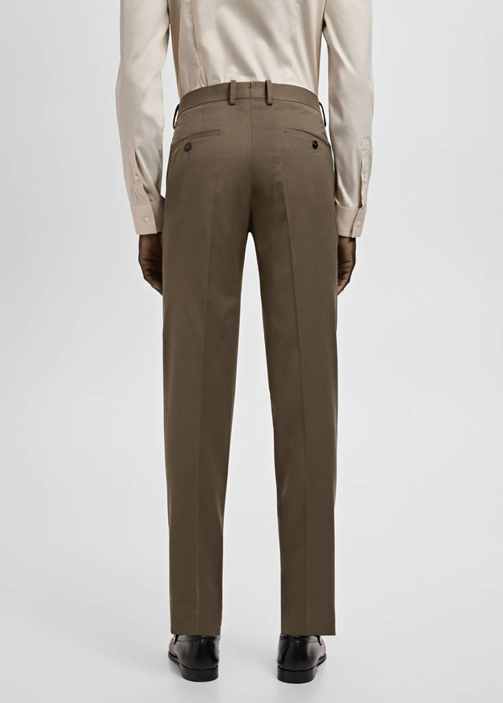 Stretch fabric super slim-fit suit trousers — Brown
