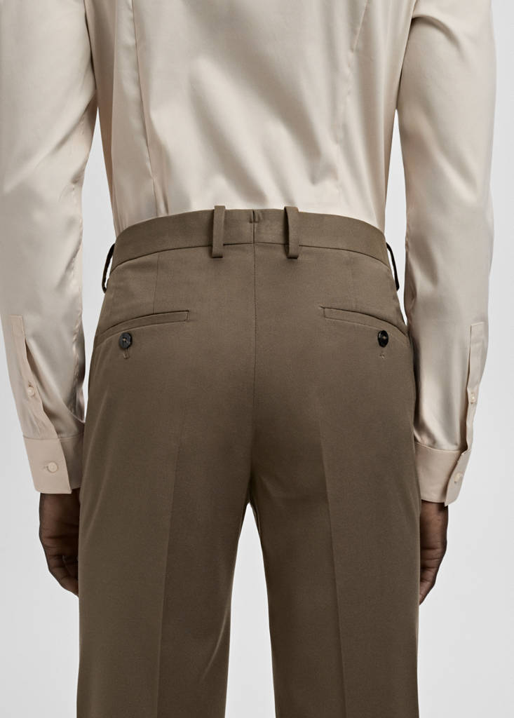Stretch fabric super slim-fit suit trousers — Brown