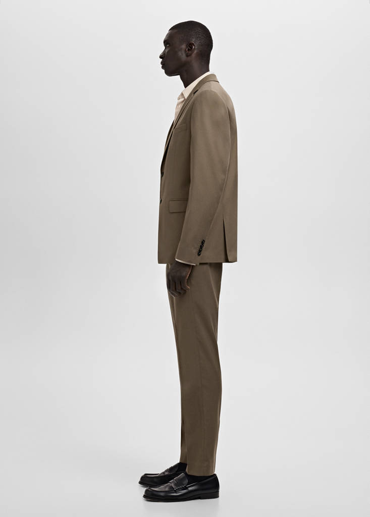 Stretch fabric super slim-fit suit trousers — Brown