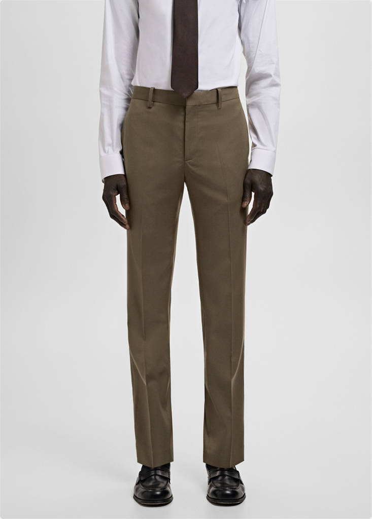 Stretch fabric super slim-fit suit trousers — Brown