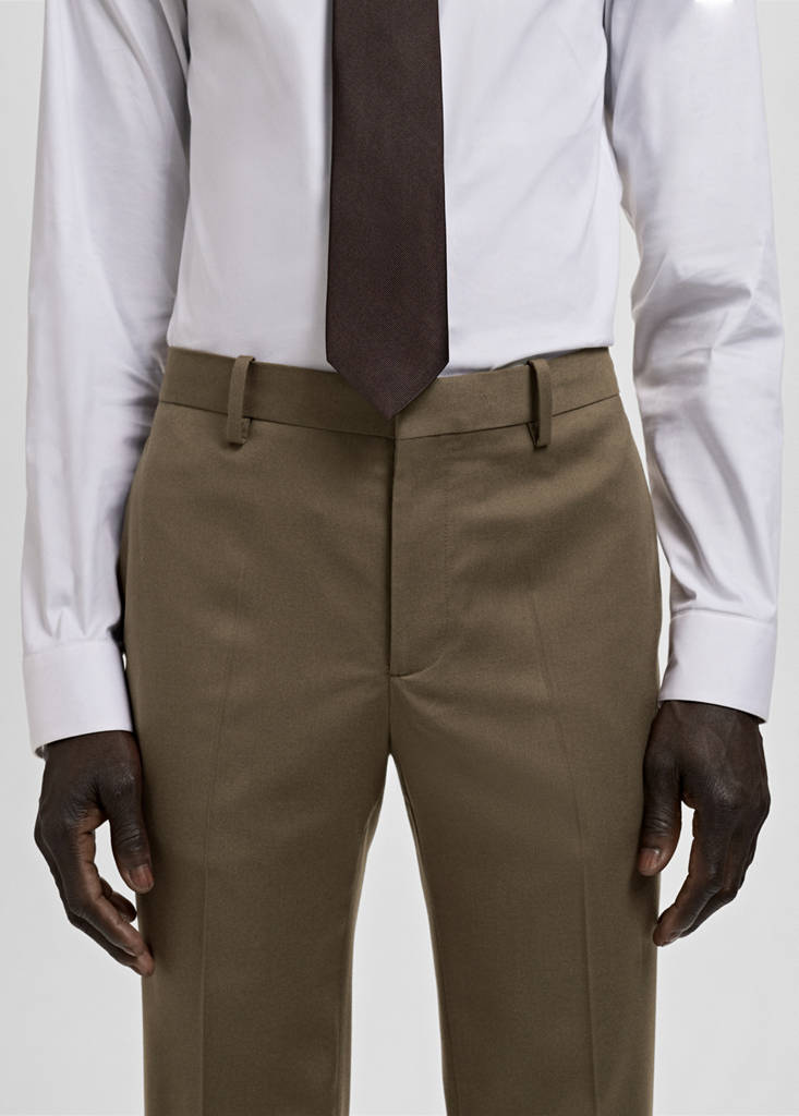 Stretch fabric super slim-fit suit trousers — Brown