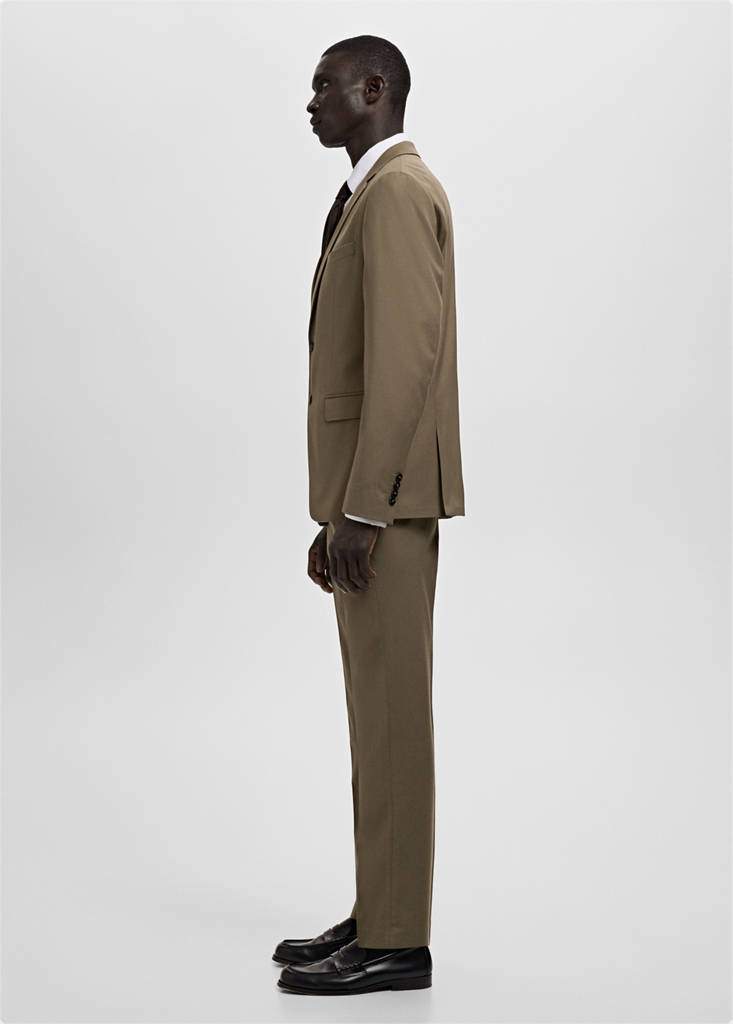 Stretch fabric super slim-fit suit trousers — Brown