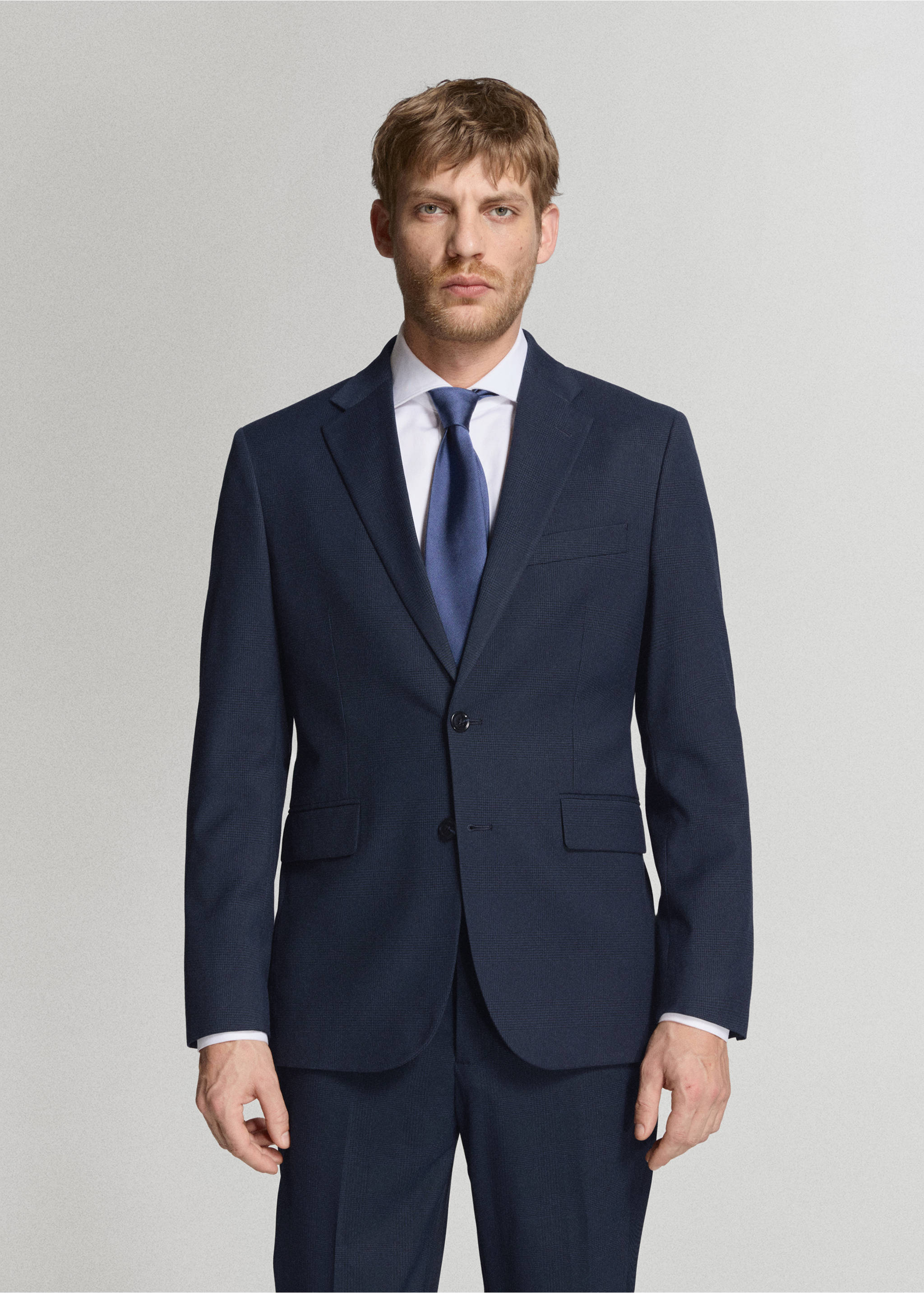 Americana traje Milán slim fit - Plano medio, Azul marino oscuro. Ref: 27061222-00.