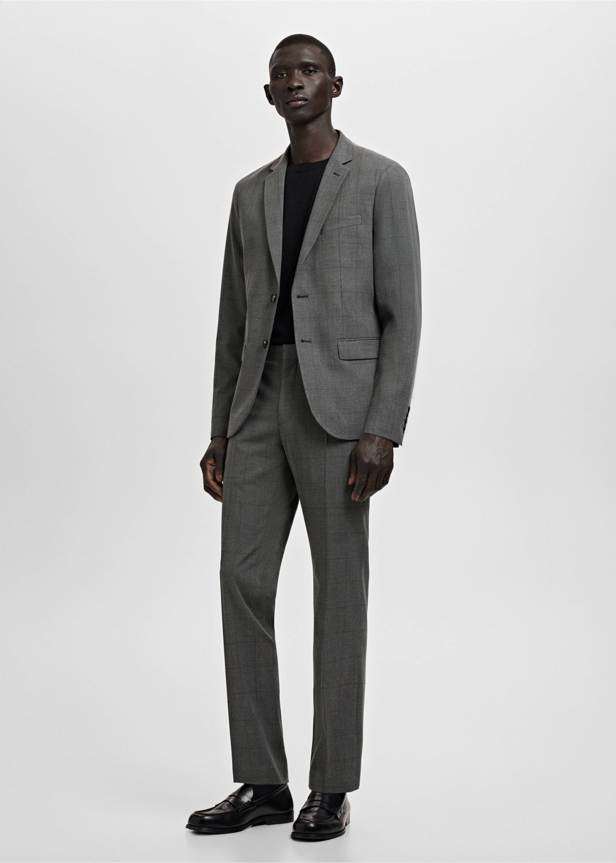 Super slim-fit suit jacket in stretch fabric - General plane, Medium Heather Grey. Ref: 27061224-00.