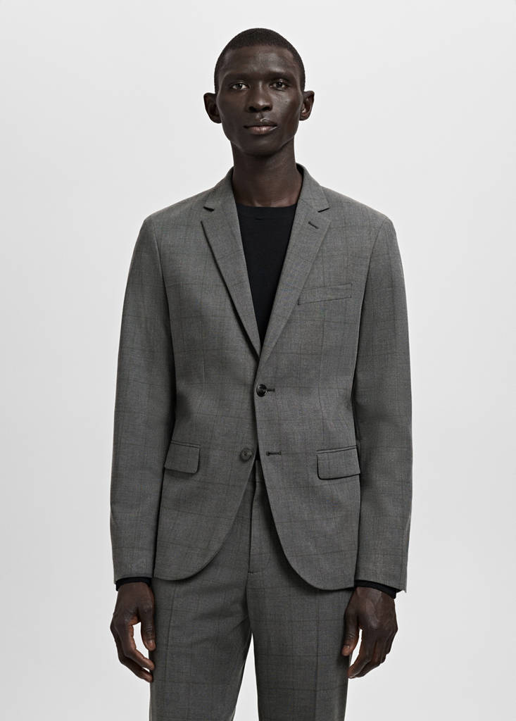 Super slim-fit suit jacket in stretch fabric — Medium Heather Grey