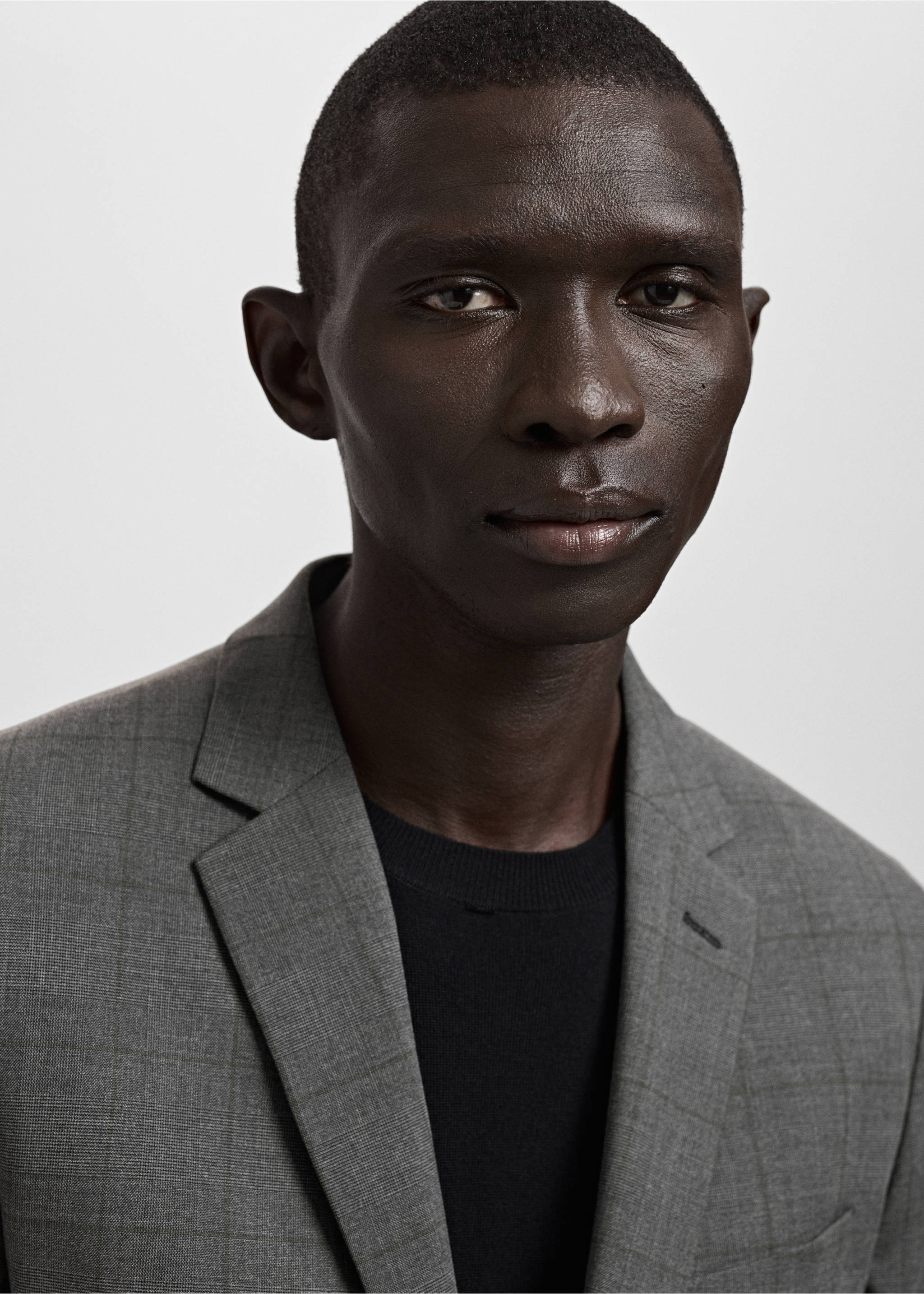 Super slim-fit suit jacket in stretch fabric - Details of the article 1, Medium Heather Grey. Ref: 27061224-00.