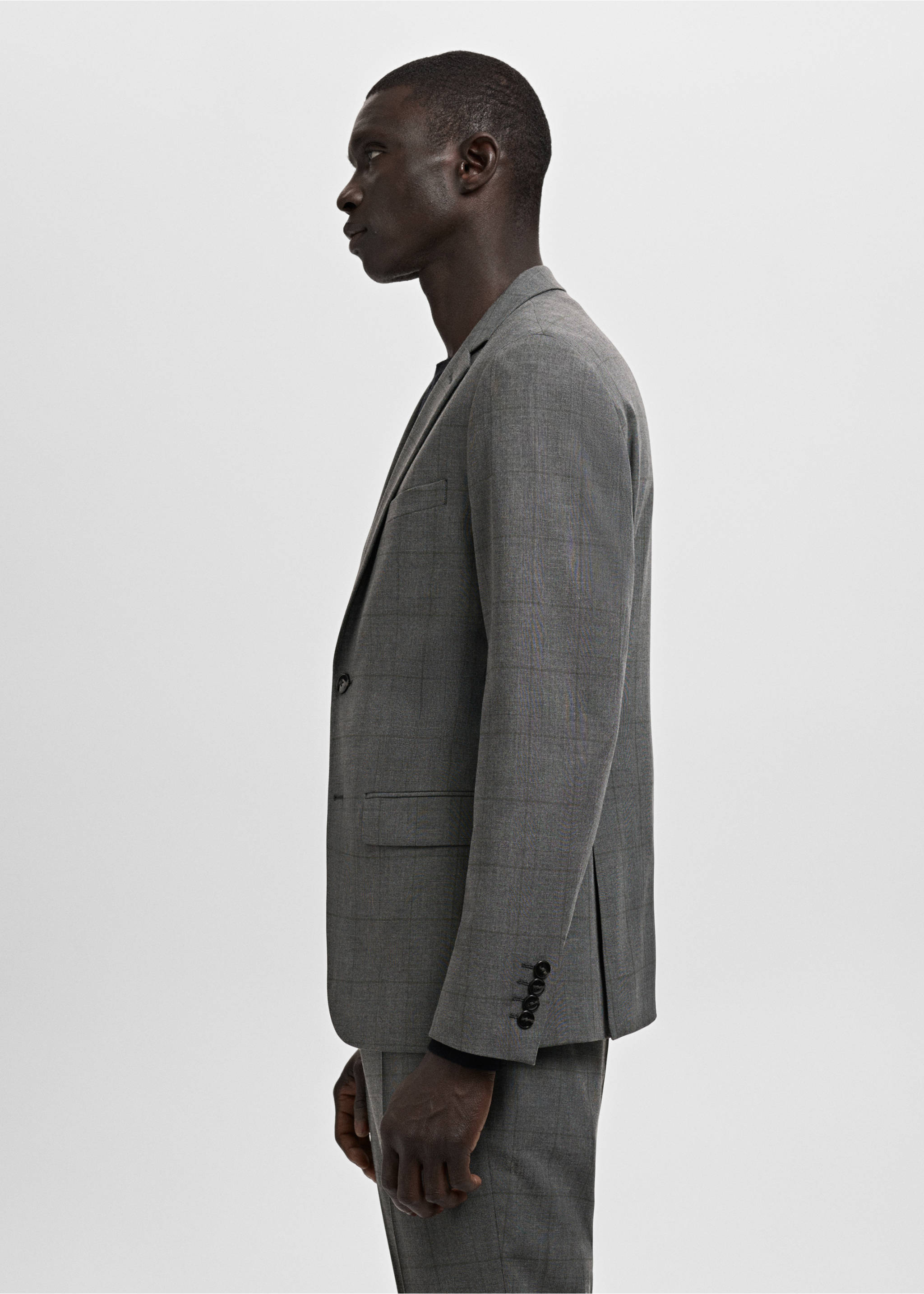Super slim-fit suit jacket in stretch fabric - Details of the article 2, Medium Heather Grey. Ref: 27061224-00.