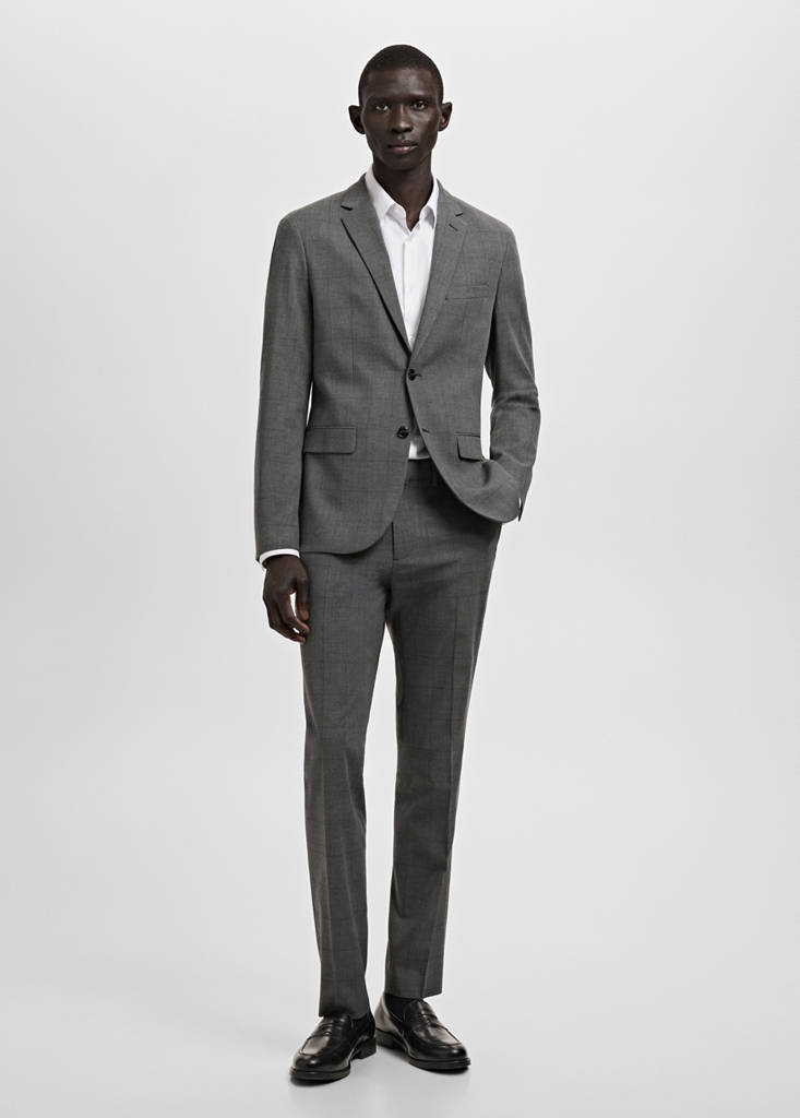 Super slim-fit suit jacket in stretch fabric — Medium Heather Grey