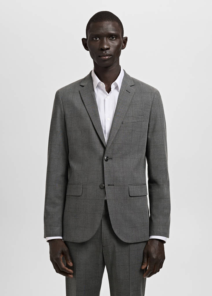 Super slim-fit suit jacket in stretch fabric — Medium Heather Grey
