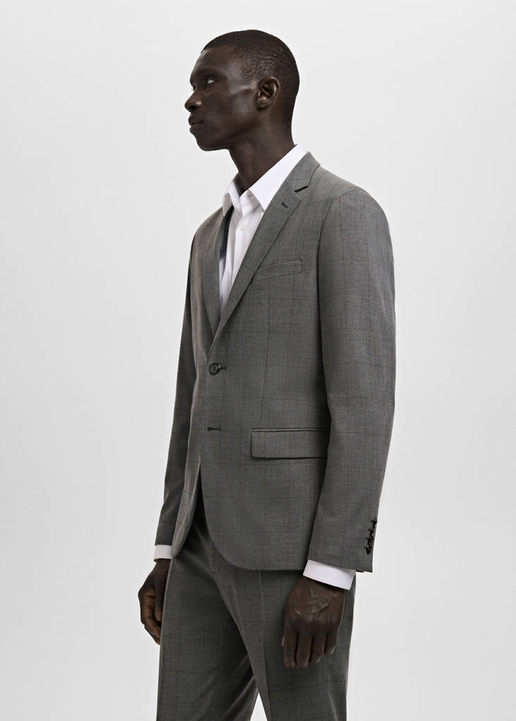 Super slim-fit suit jacket in stretch fabric — Medium Heather Grey