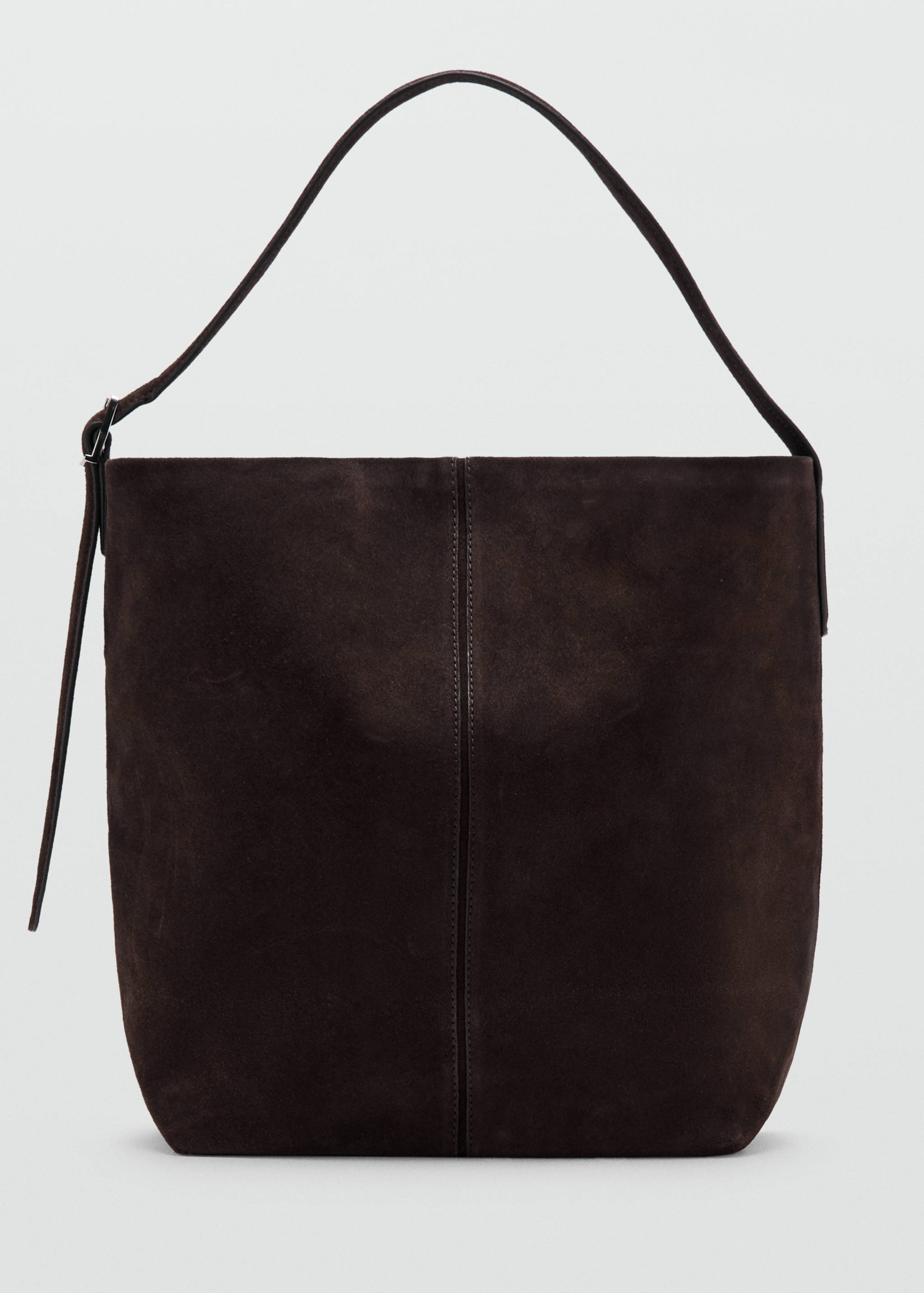 Large suede bucket bag with buckle - Article without model