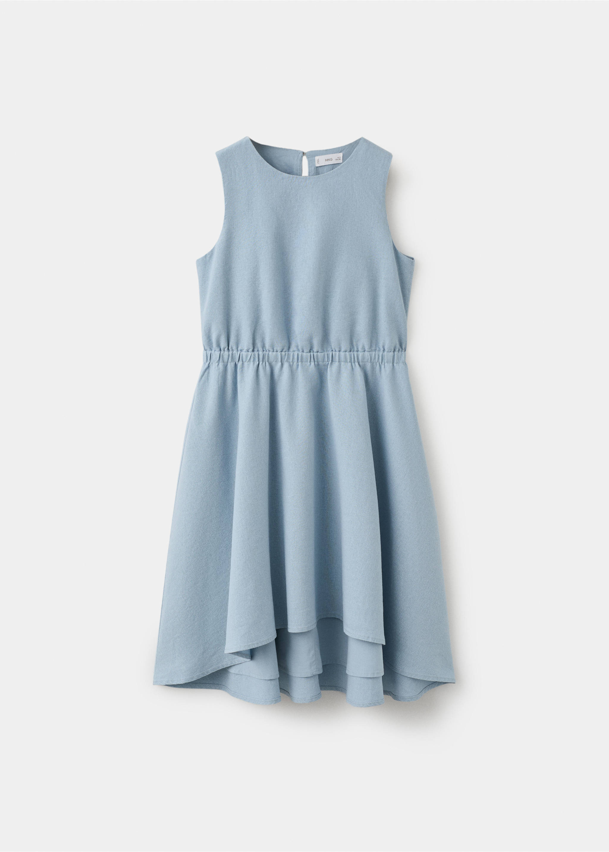 Asymmetrical linen dress - Article without model, Blue. Ref: 27061229-00.