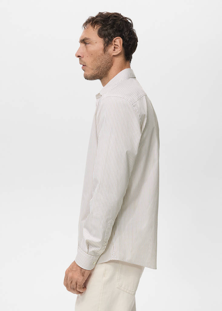 Regular fit striped cotton shirt — Medium Brown