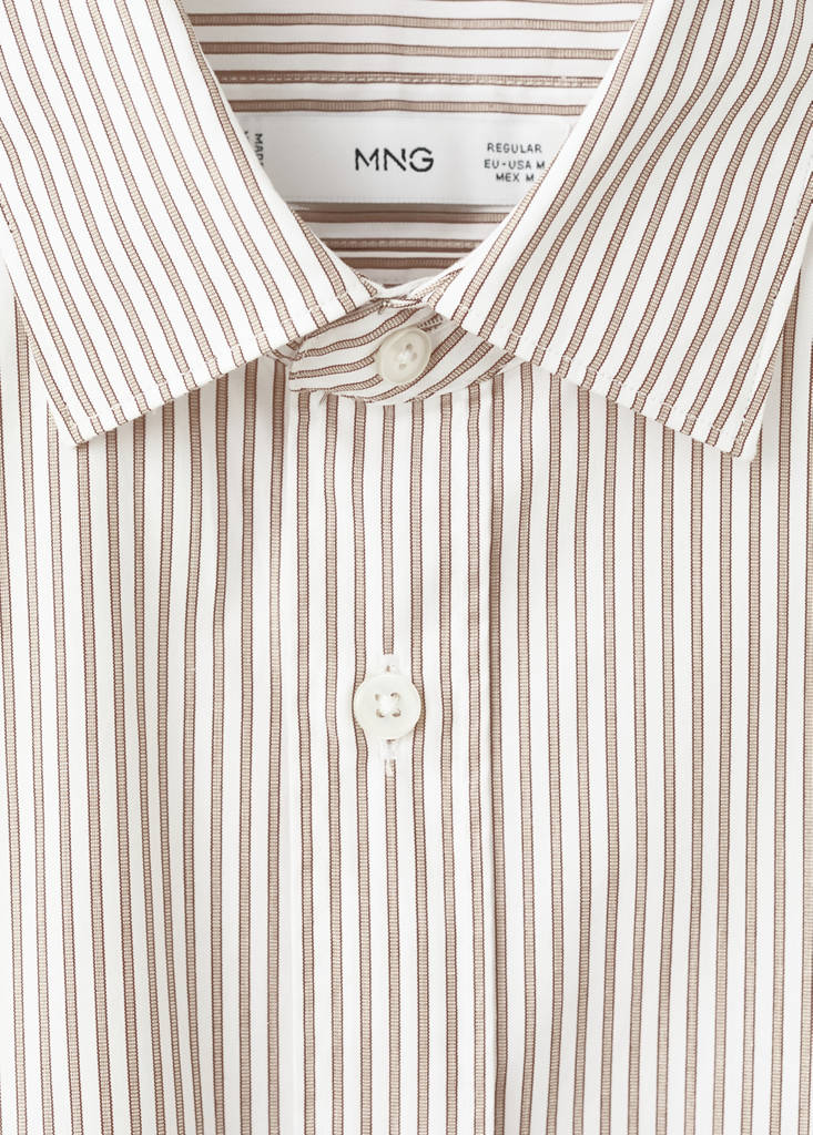 Regular fit striped cotton shirt — Medium Brown